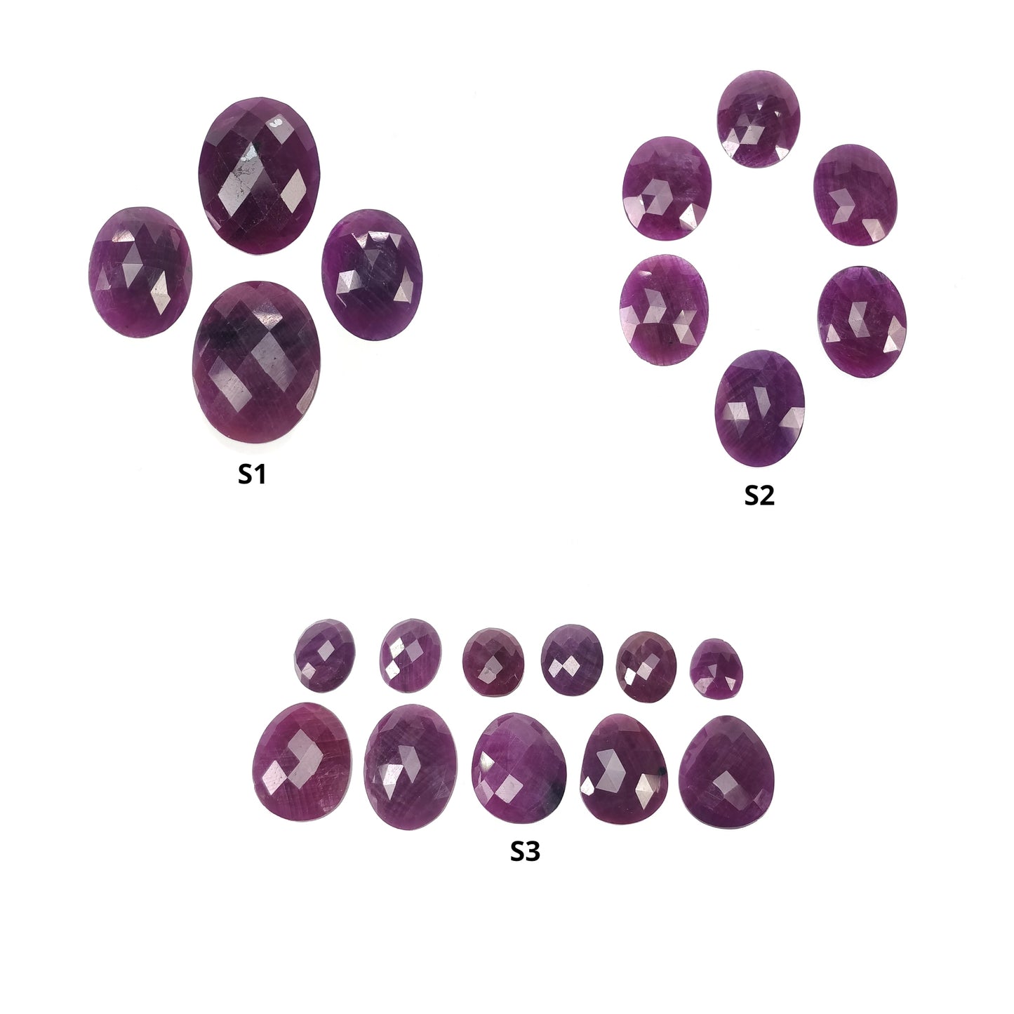 Red RUBY Gemstone Checker Cut : Natural Untreated Unheated Ruby Oval Shape Briolette Sets