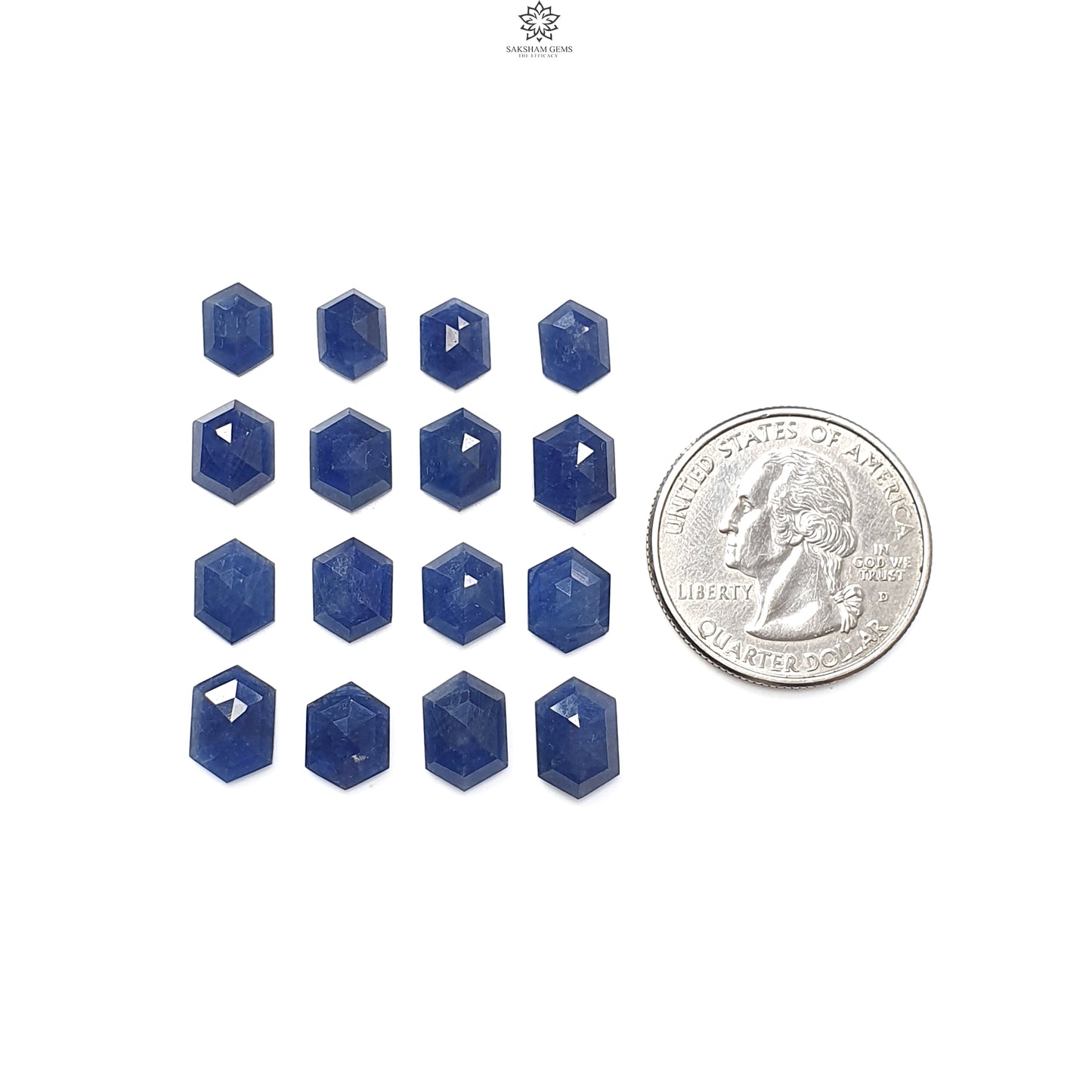 Blue Sapphire Gemstone Step Cut: 34.20cts Natural Untreated Sapphire Hexagon Shape Faceted 8*6mm - 10*7mm 16pcs Lot September Birthstone