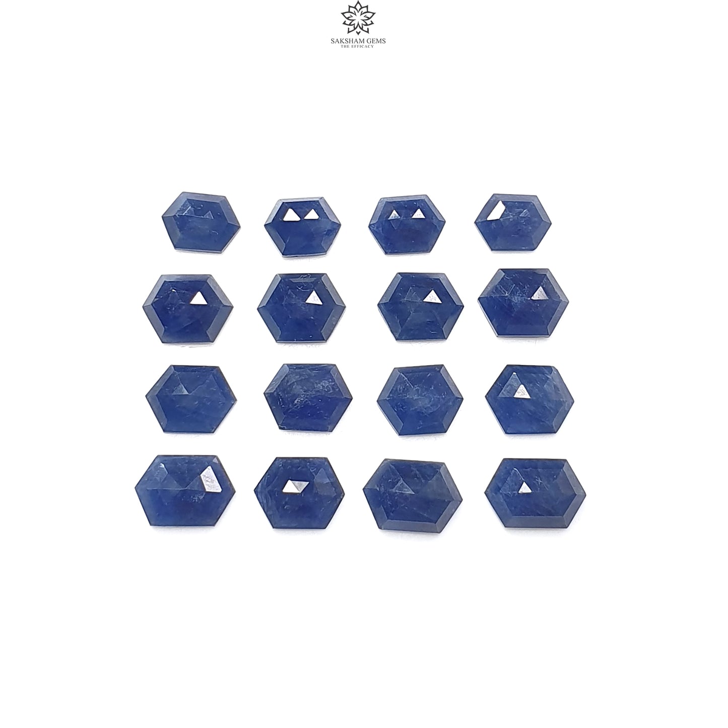 Blue Sapphire Gemstone Step Cut: 34.20cts Natural Untreated Sapphire Hexagon Shape Faceted 8*6mm - 10*7mm 16pcs Lot September Birthstone