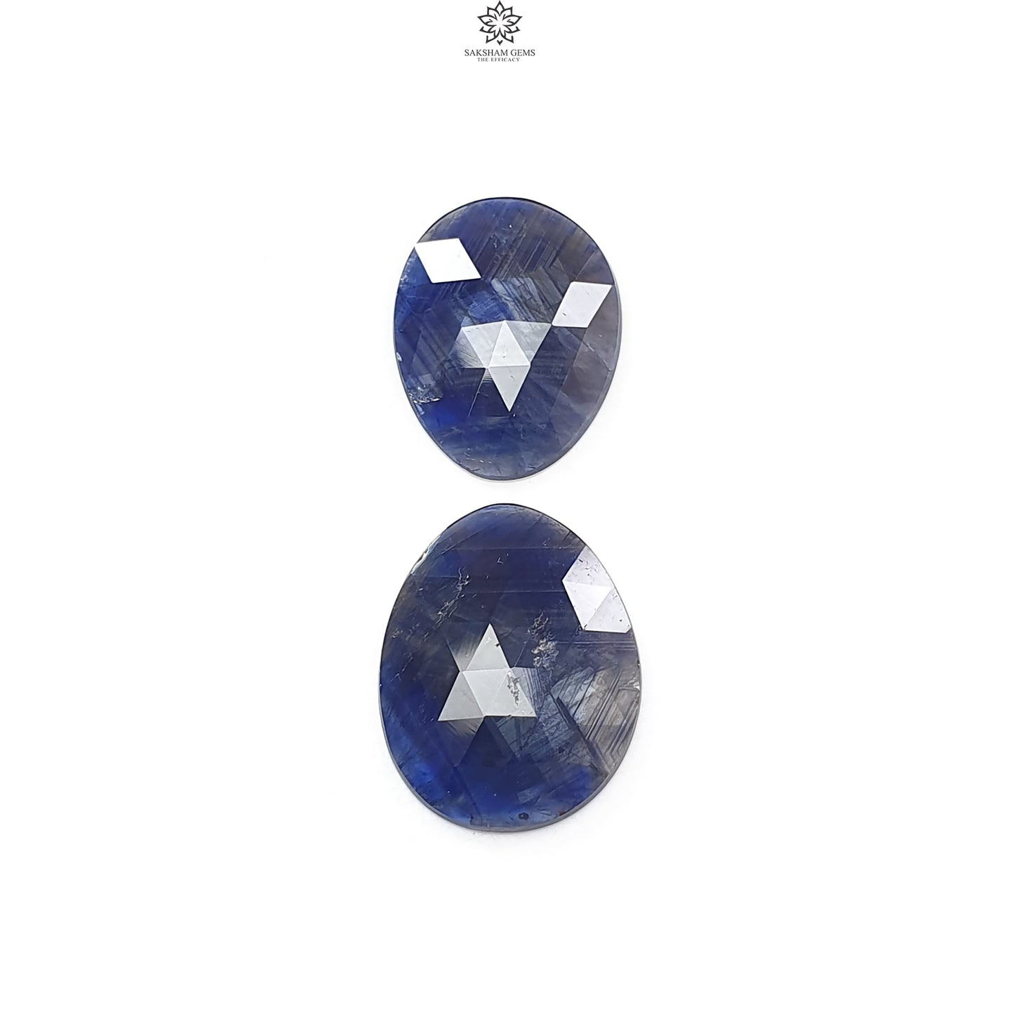 Blue Sapphire Gemstone Rose Cut Slices: Natural Untreated Unheated Sapphire Fancy Shape 2pcs, 3pcs Set for Jewelry September Birthstone
