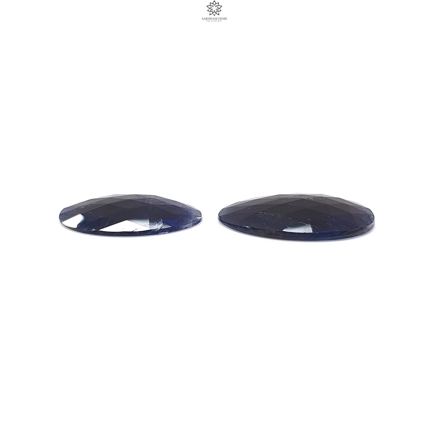 Blue Sapphire Gemstone Rose Cut Slices: Natural Untreated Unheated Sapphire Fancy Shape 2pcs, 3pcs Set for Jewelry September Birthstone