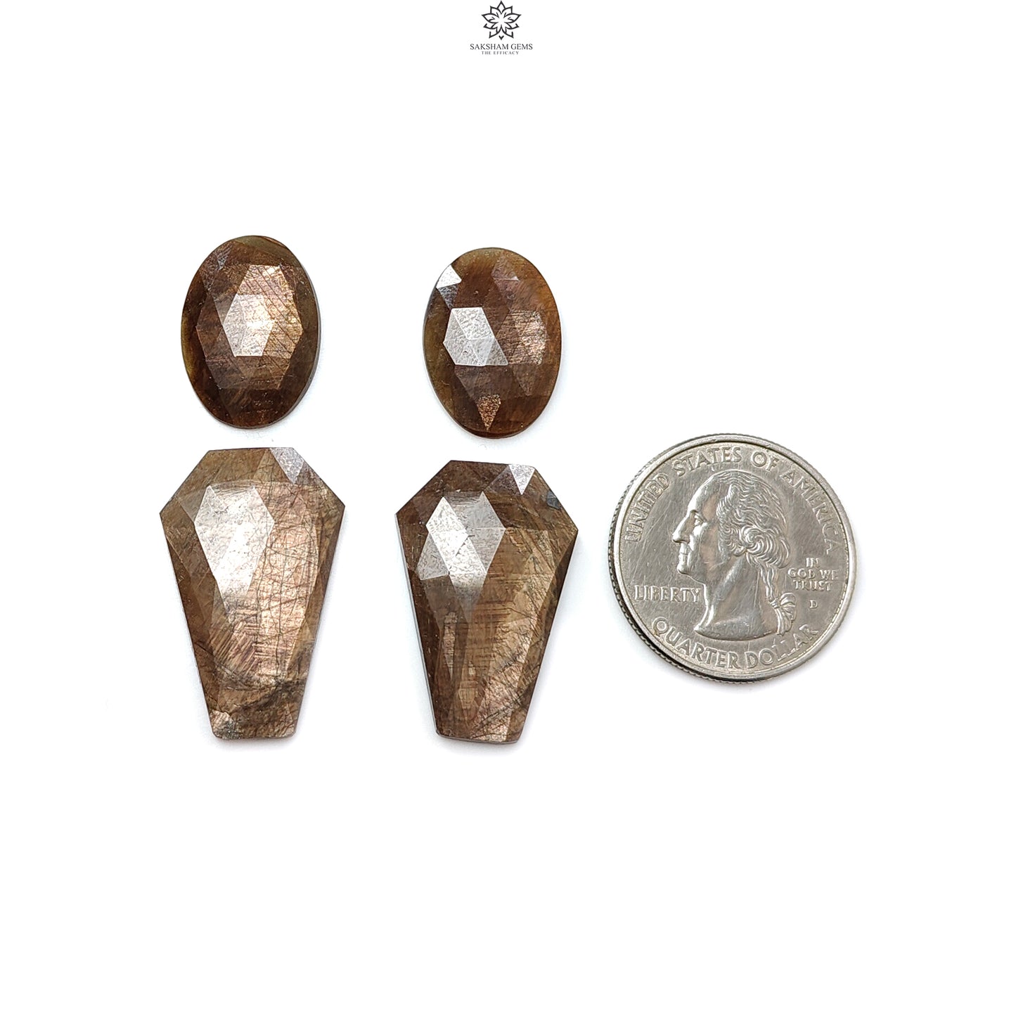 Golden Brown Chocolate Sapphire Gemstone Rose Cut Slices: 51.20cts Natural Untreated Sapphire Fancy Shape 19.5*13.5mm - 27*18mm 4pcs Set