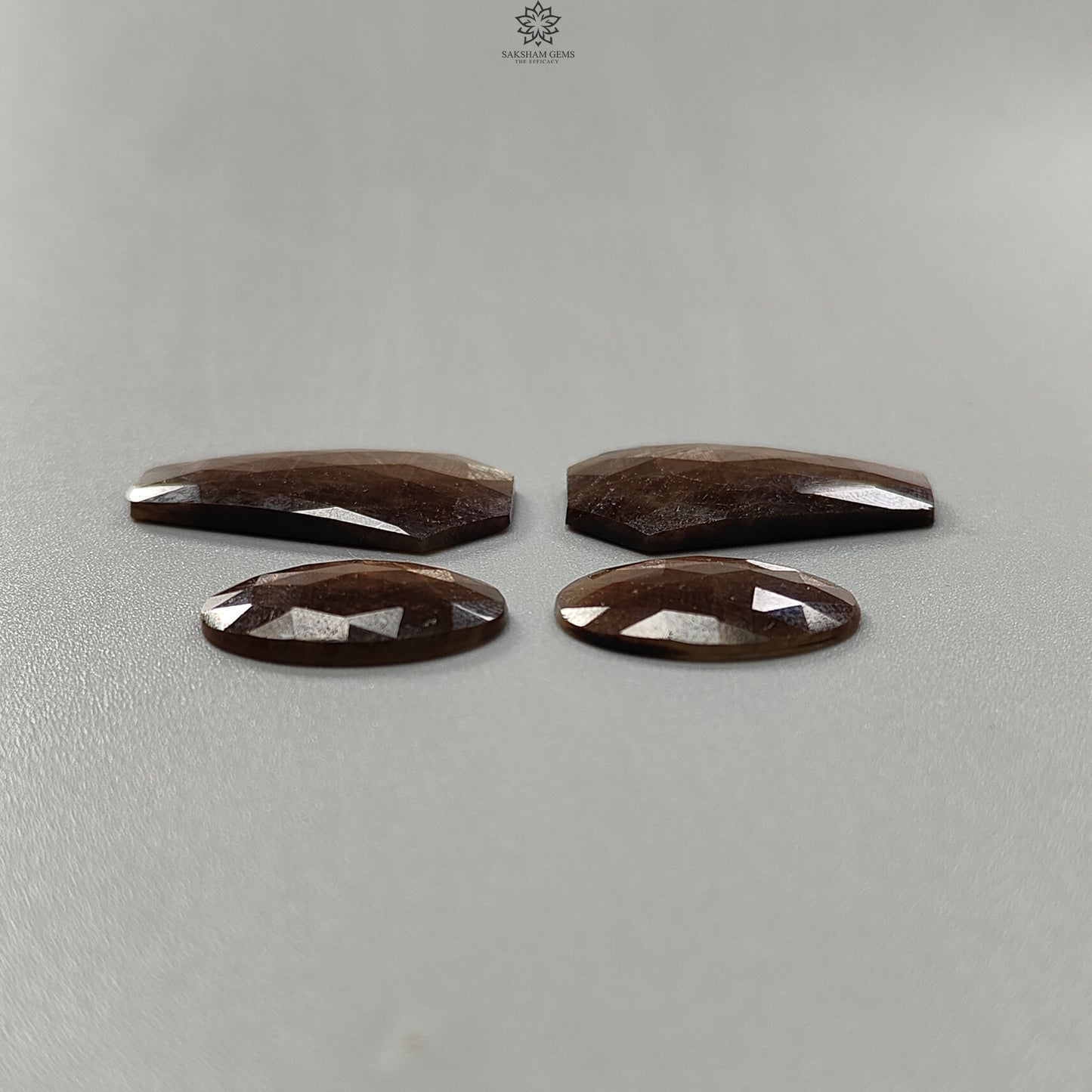 Golden Brown Chocolate Sapphire Gemstone Rose Cut Slices: 51.20cts Natural Untreated Sapphire Fancy Shape 19.5*13.5mm - 27*18mm 4pcs Set