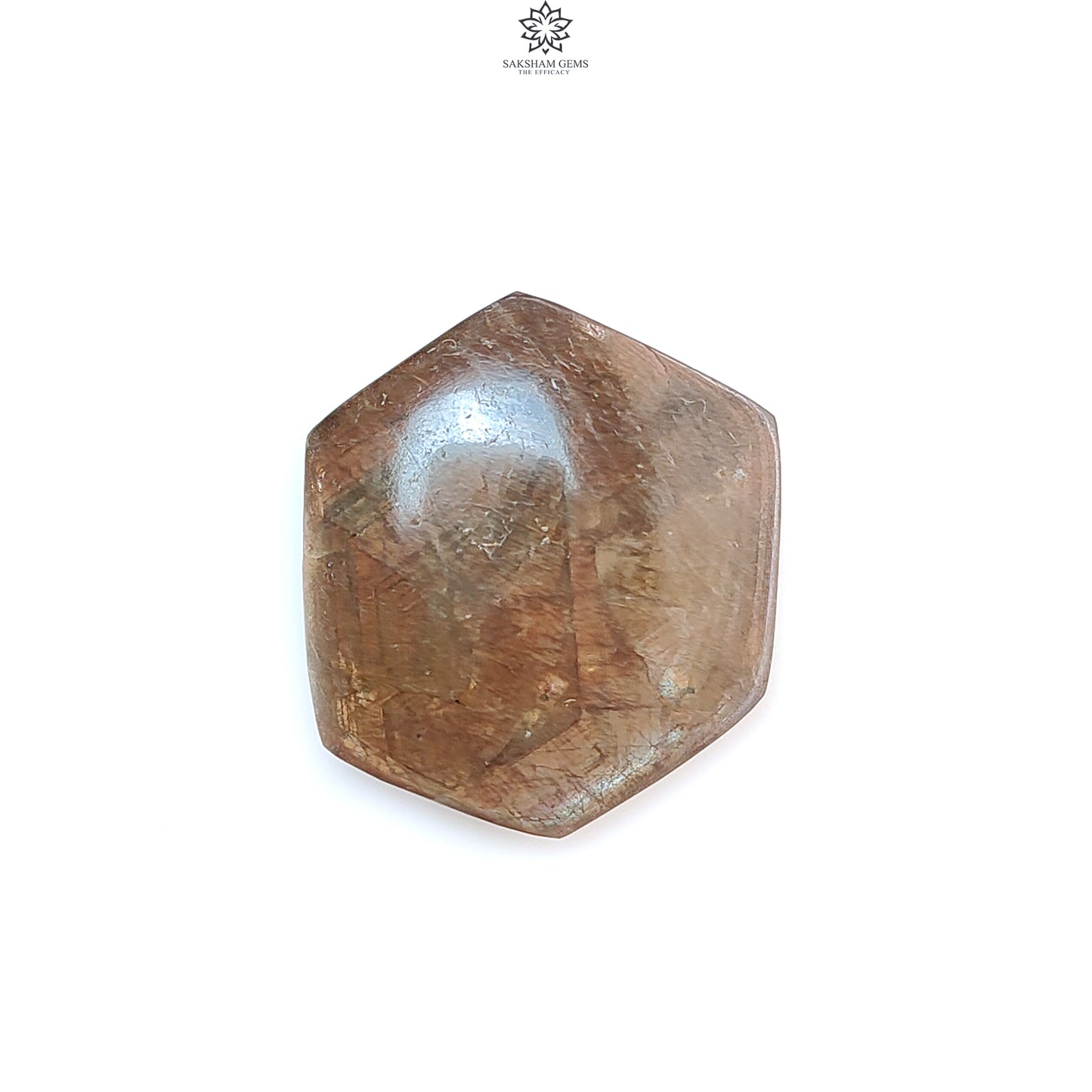 Star Sapphire Gemstone Cabochon: 75.90cts Natural Untreated Golden Brown Chocolate 6Ray Star Sapphire Hexagon Shape 31*26.5mm 1pc
