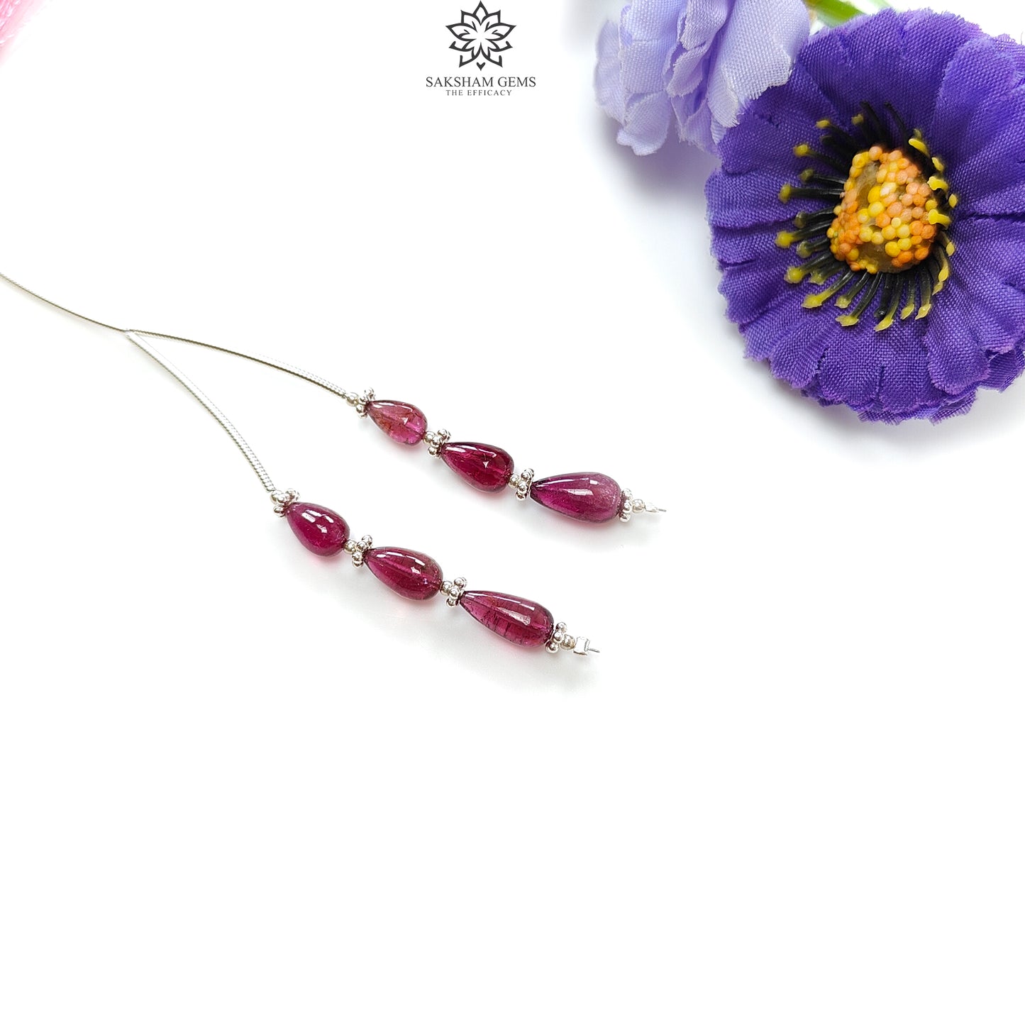 Rubellite Tourmaline Gemstone Loose Beads : 10.00cts Natural Untreated Tourmaline Plain Teardrops Nuggets 7.5mm - 10mm
