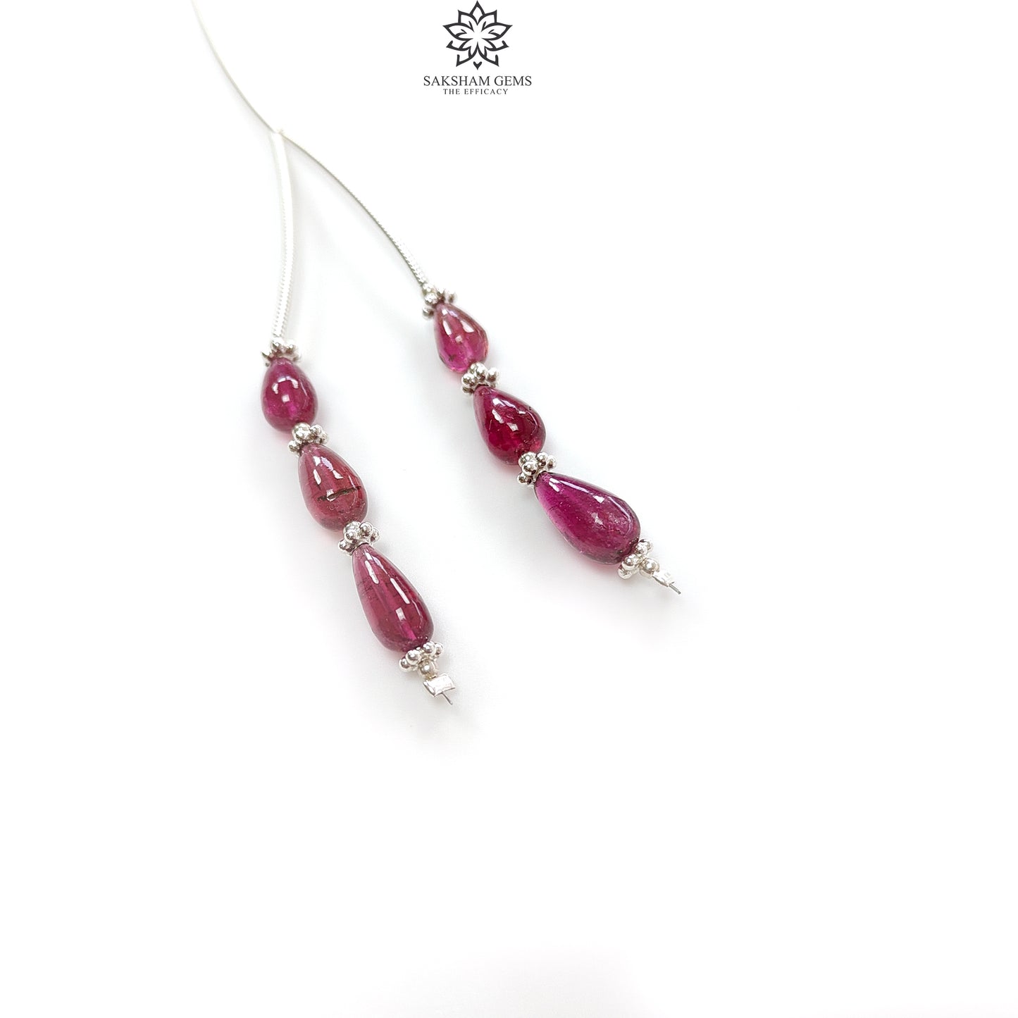 Rubellite Tourmaline Gemstone Loose Beads : 10.00cts Natural Untreated Tourmaline Plain Teardrops Nuggets 7.5mm - 10mm