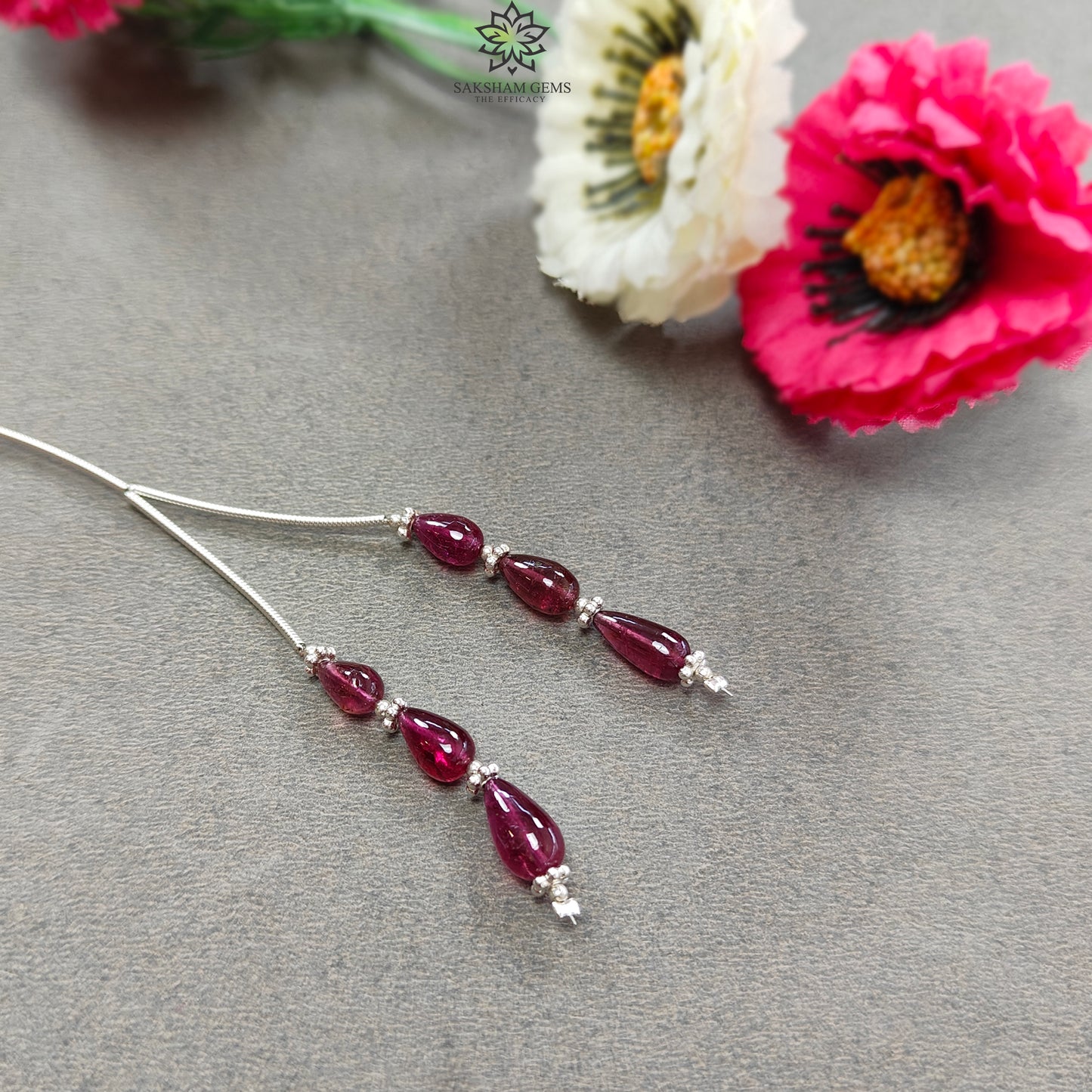 Rubellite Tourmaline Gemstone Loose Beads : 10.00cts Natural Untreated Tourmaline Plain Teardrops Nuggets 7.5mm - 10mm