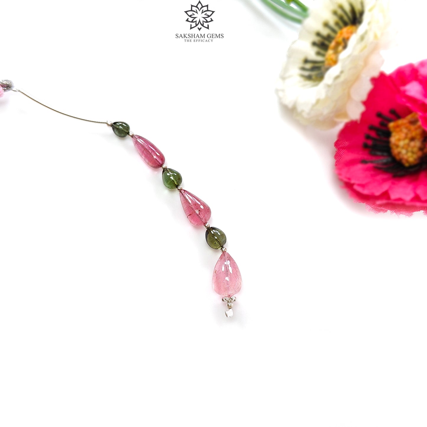 Watermelon Tourmaline Gemstone Loose Beads : 12.20cts Natural Multi Color Tourmaline Plain Teardrops Nuggets 5mm - 10.5mm