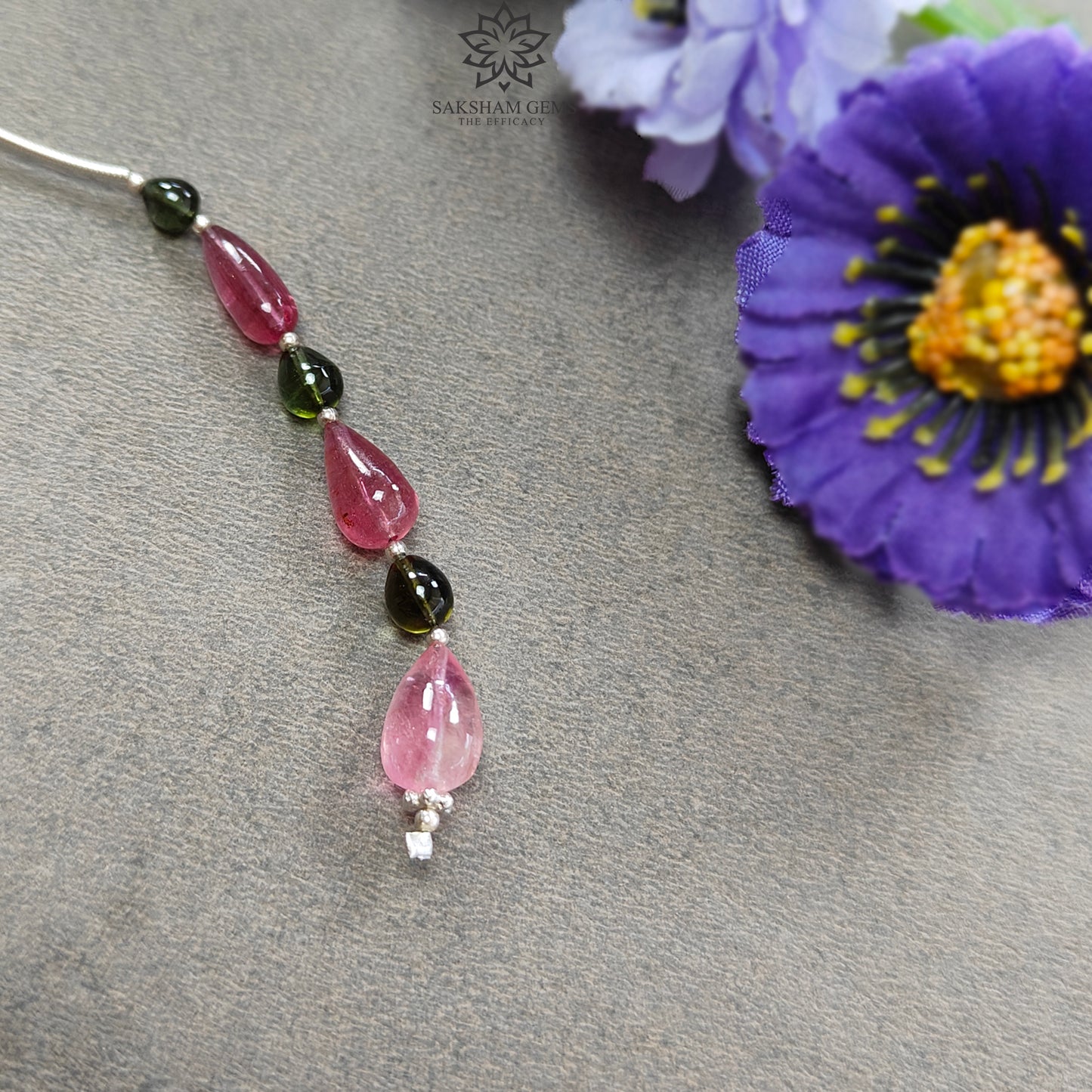 Watermelon Tourmaline Gemstone Loose Beads : 12.20cts Natural Multi Color Tourmaline Plain Teardrops Nuggets 5mm - 10.5mm