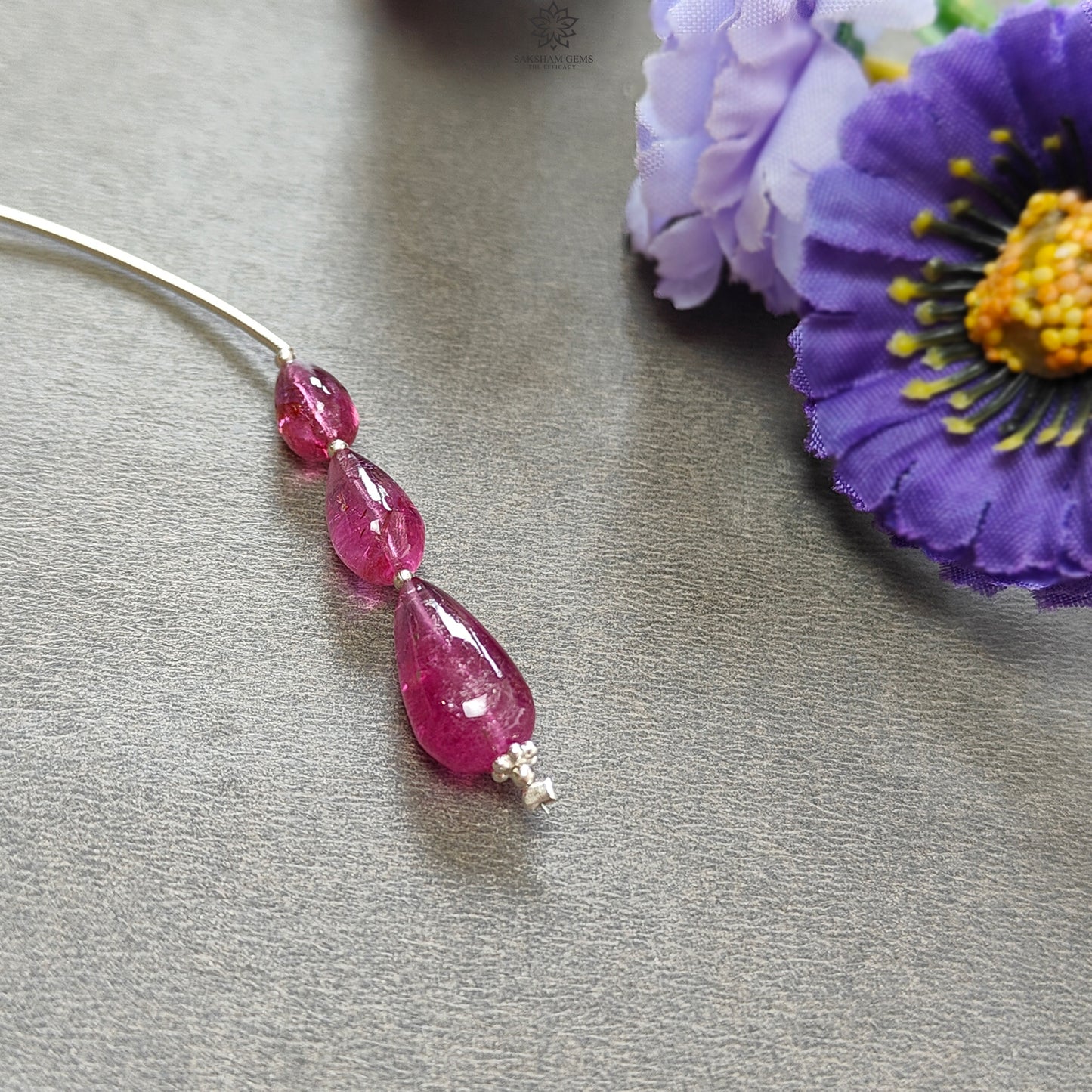 Rubellite Tourmaline Gemstone Loose Beads : 15.40cts Natural Untreated Tourmaline Plain Teardrops Nuggets 9mm - 15mm