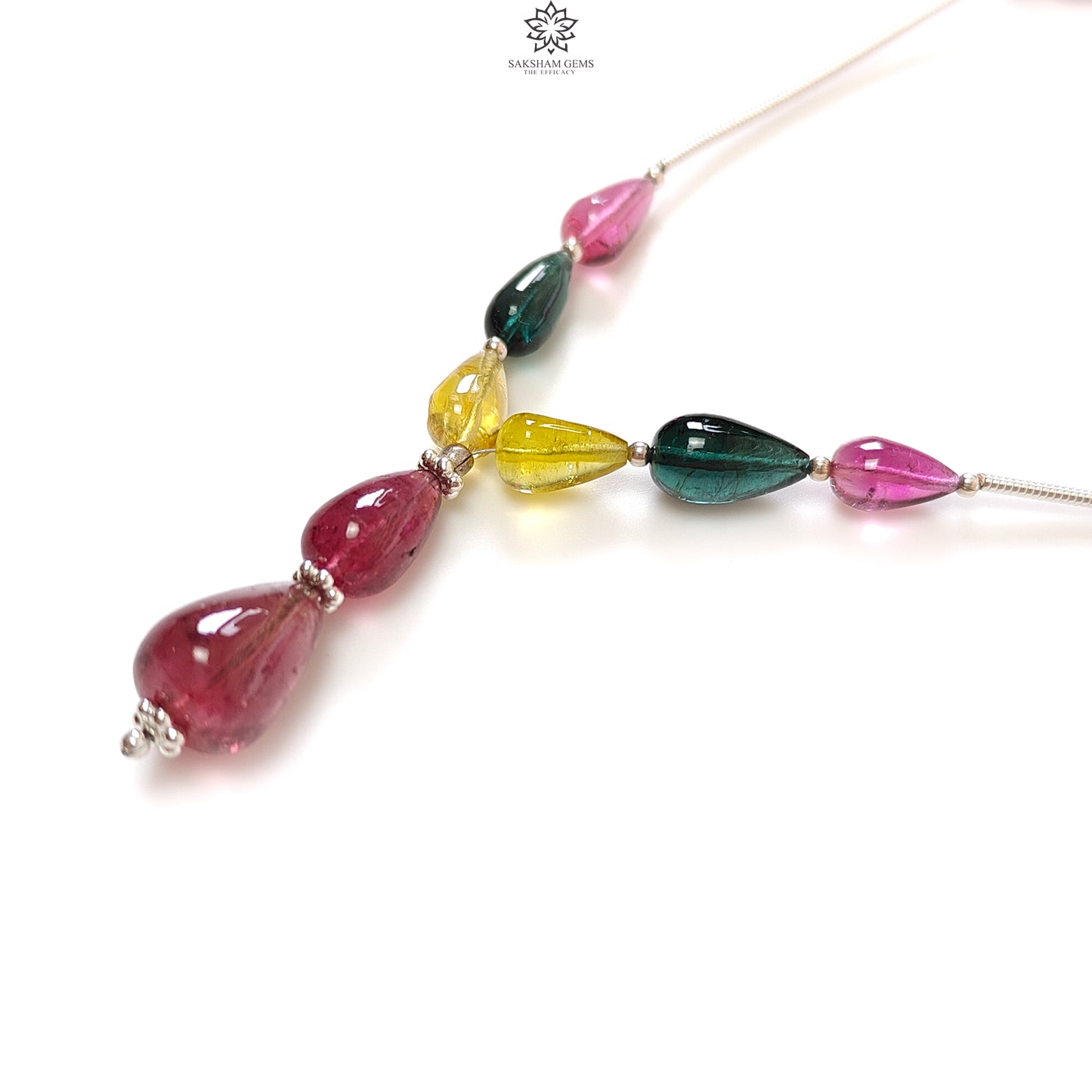 Watermelon Tourmaline Gemstone Loose Beads : 23.00cts Natural Multi Color Tourmaline Plain Teardrops Nuggets 8mm - 12mm