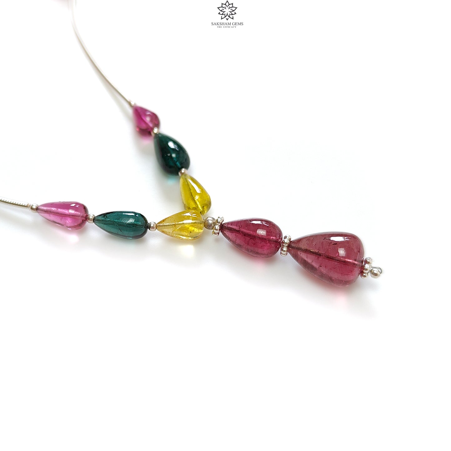 Watermelon Tourmaline Gemstone Loose Beads : 23.00cts Natural Multi Color Tourmaline Plain Teardrops Nuggets 8mm - 12mm