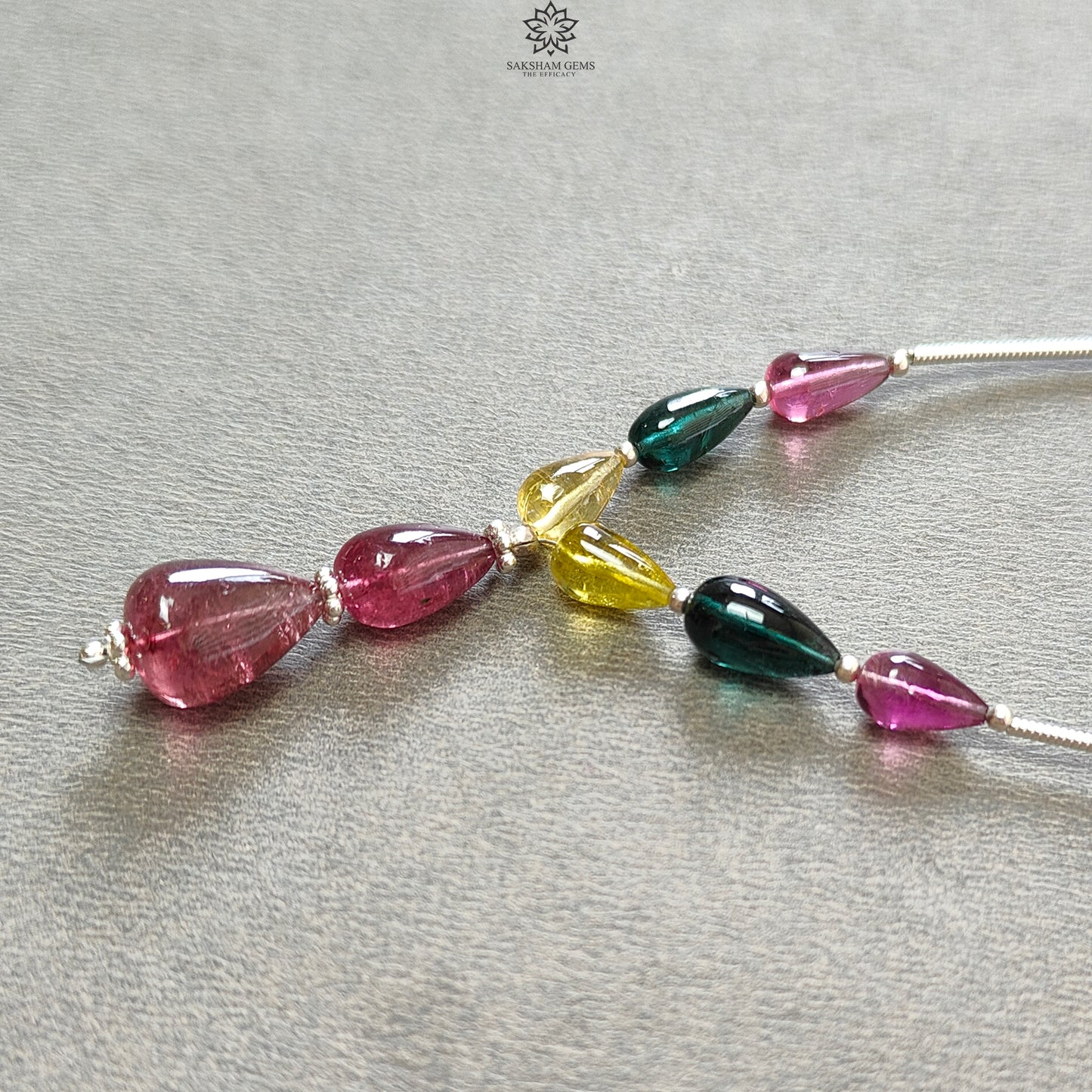 Watermelon Tourmaline Gemstone Loose Beads : 23.00cts Natural Multi Color Tourmaline Plain Teardrops Nuggets 8mm - 12mm