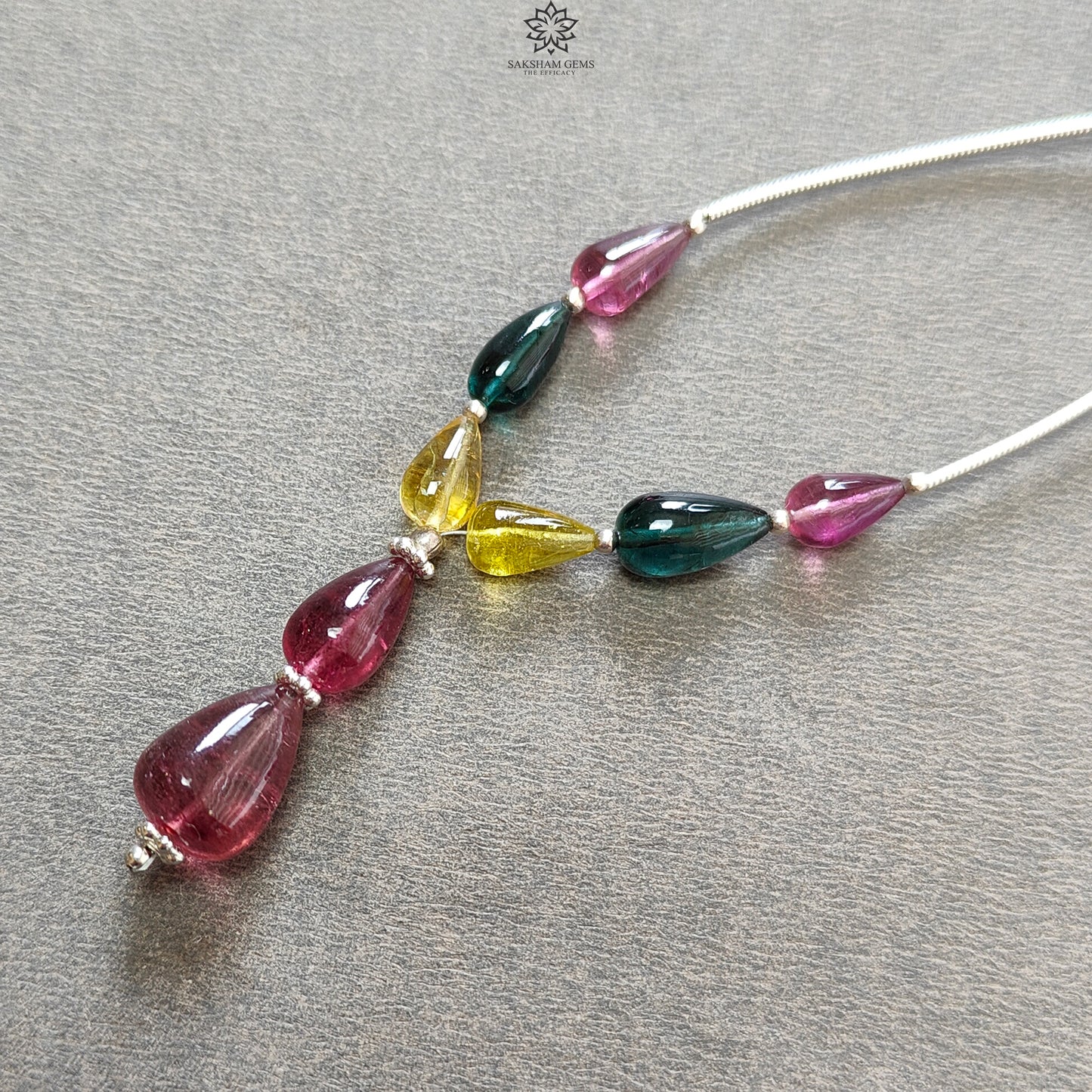 Watermelon Tourmaline Gemstone Loose Beads : 23.00cts Natural Multi Color Tourmaline Plain Teardrops Nuggets 8mm - 12mm