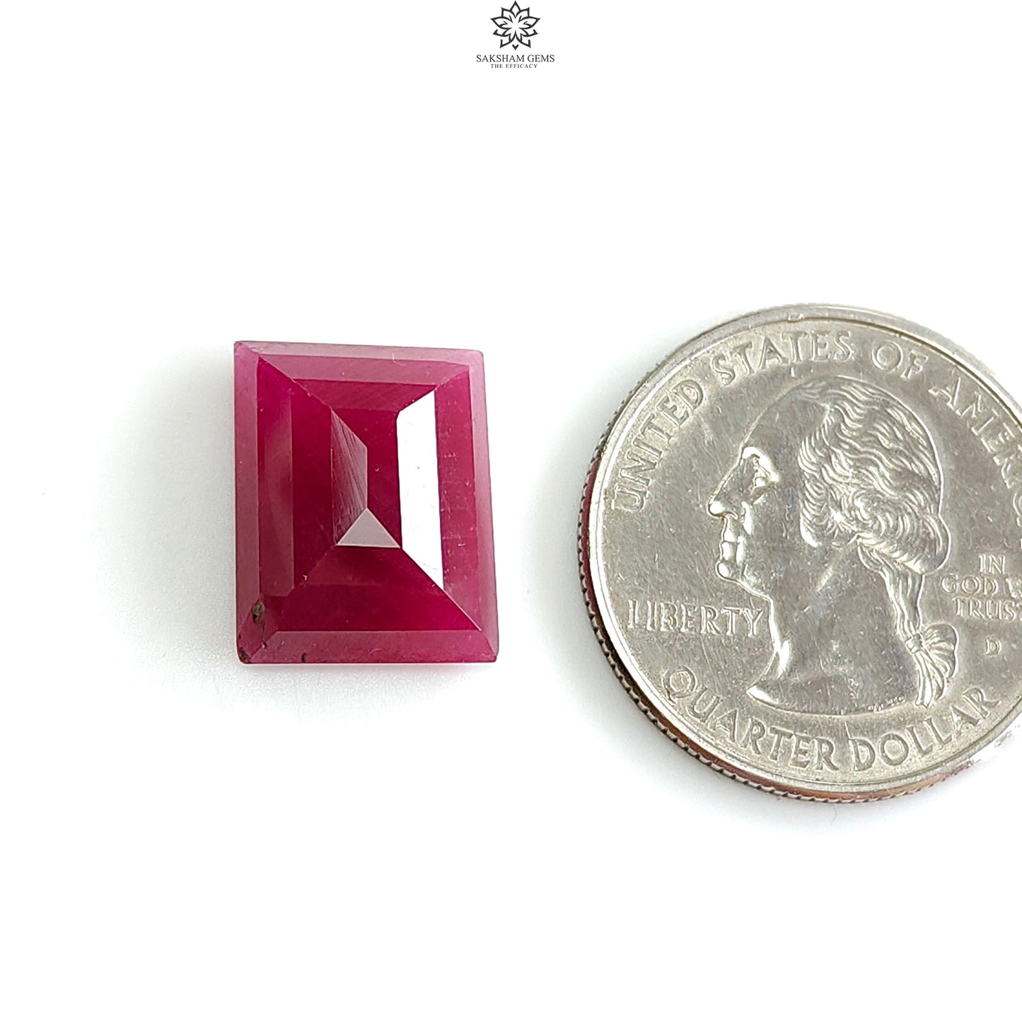 Ruby Gemstone Step Cut : 13.10cts Natural Untreated Unheated Red Ruby Baguette Shape 15*12mm 1pc