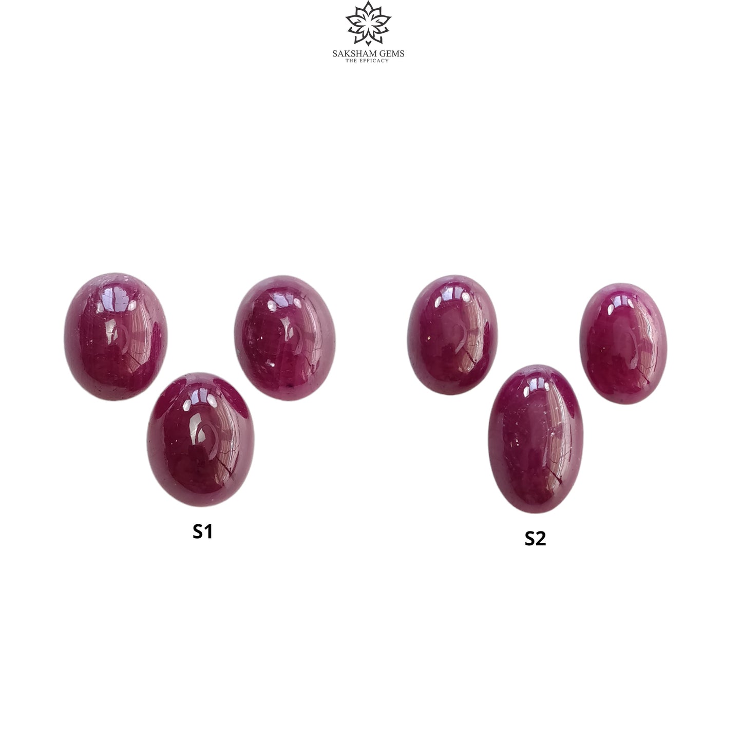 Ruby Gemstone Cabochon : Natural Untreated Unheated Red Ruby Oval Shape 3pcs Set