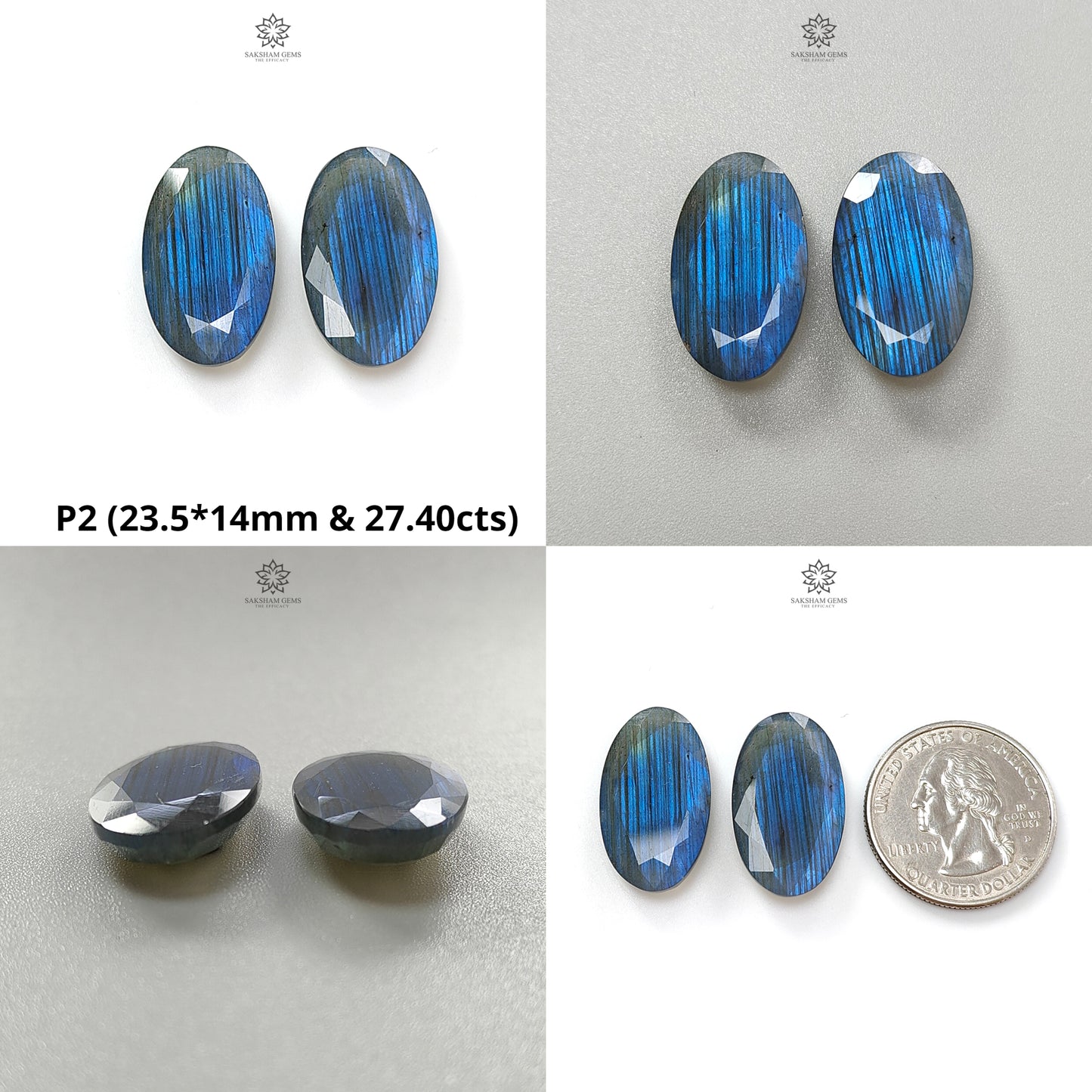Rainbow Flashing Labradorite Gemstone Fancy Cut: Natural Untreated Blue Labradorite Baguette & Oval Shape Pair For Jewelry