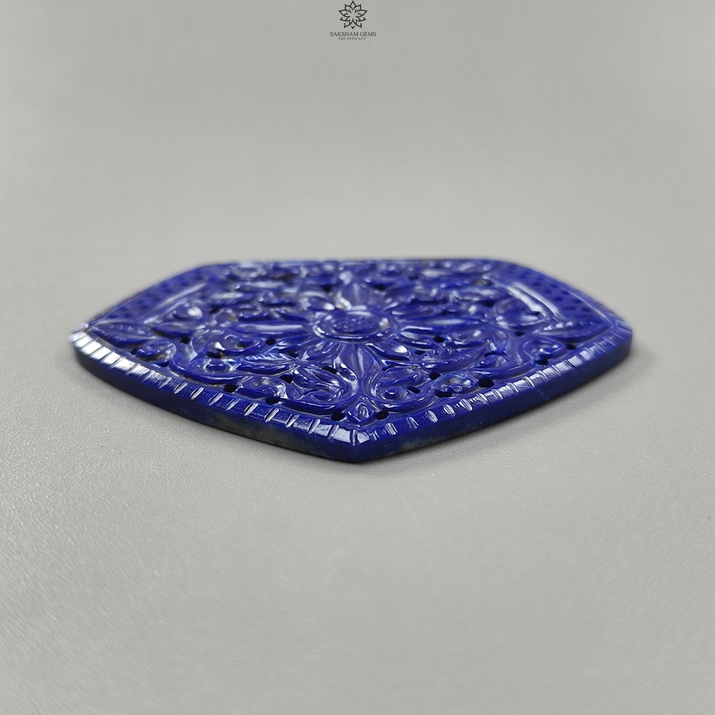 98.60cts Untreated Lapis Lazuli Hand Carved Fancy Shape 51*63mm