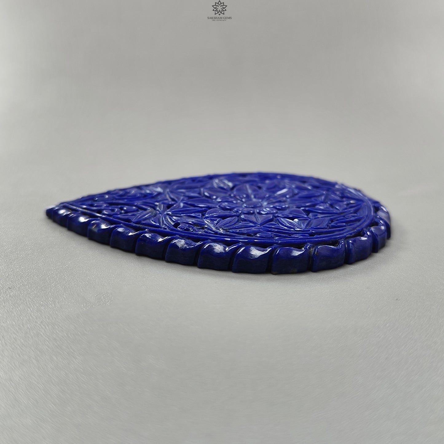 163.00cts Natural Untreated Blue Lapis Lazuli Hand Carved Pear Shape 76*57mm