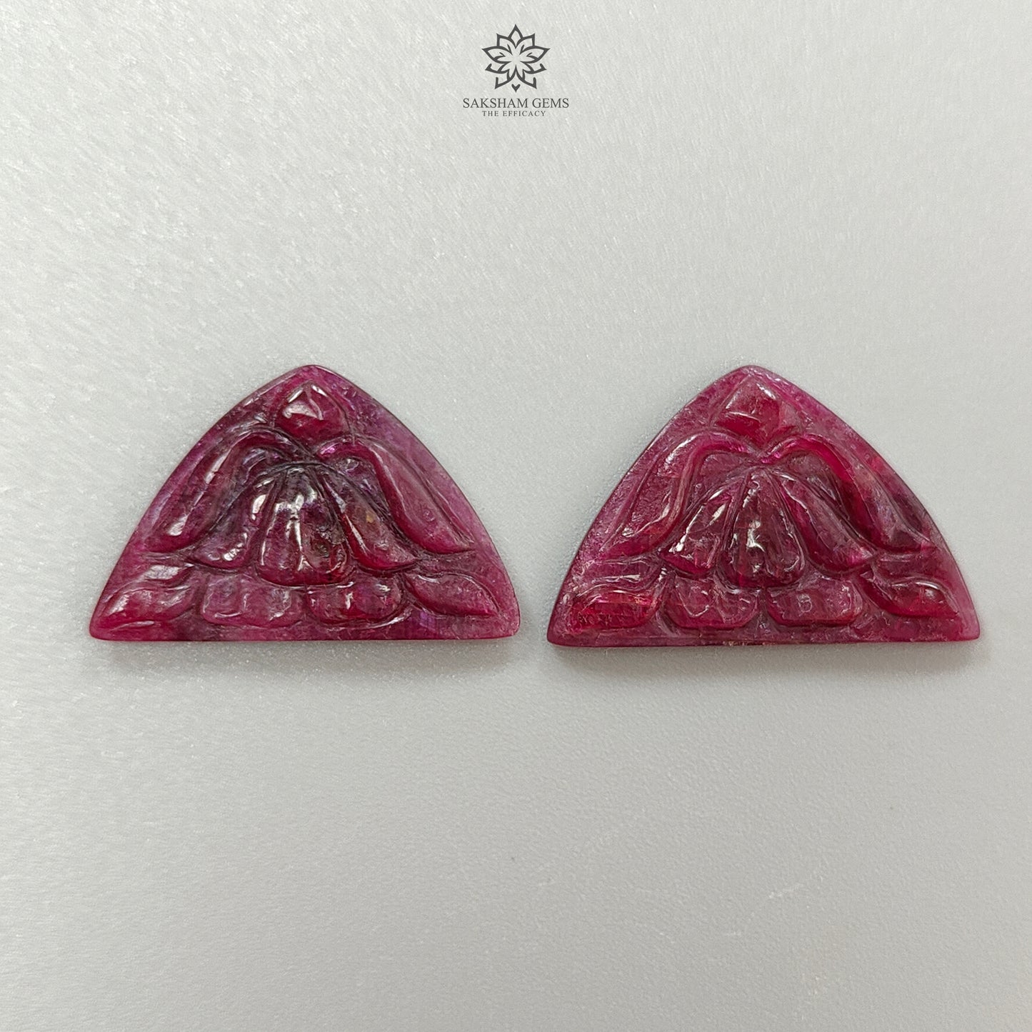 Ruby Gemstone Carving : 37.90cts Natural Untreated Unheated Red Ruby Hand Carved Uneven Shape 30*19.5mm Pair