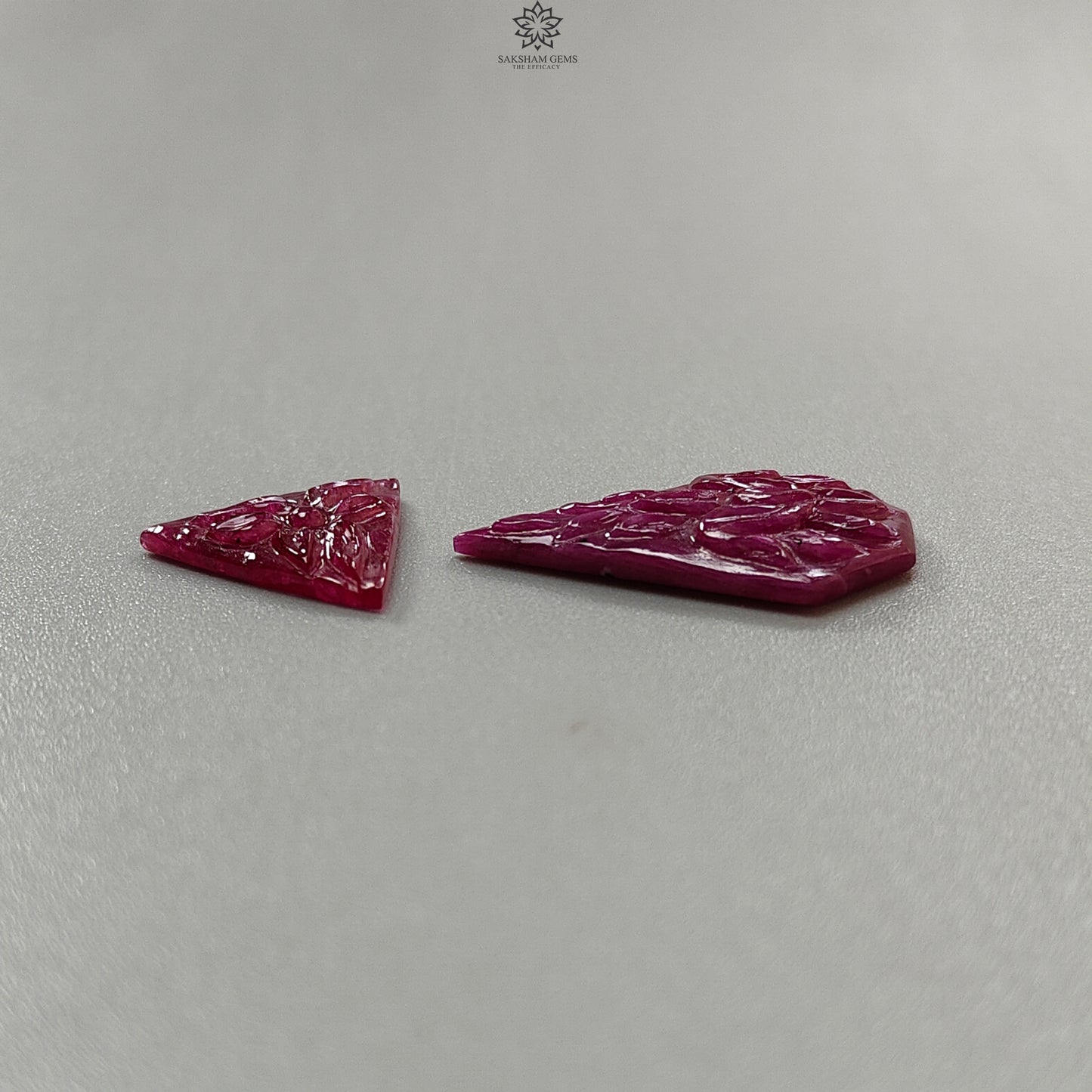 Ruby Gemstone Carving: Natural Untreated Unheated Red Ruby Hand Carved Fancy Shape 2pcs Set for Jewelry July Birthstone