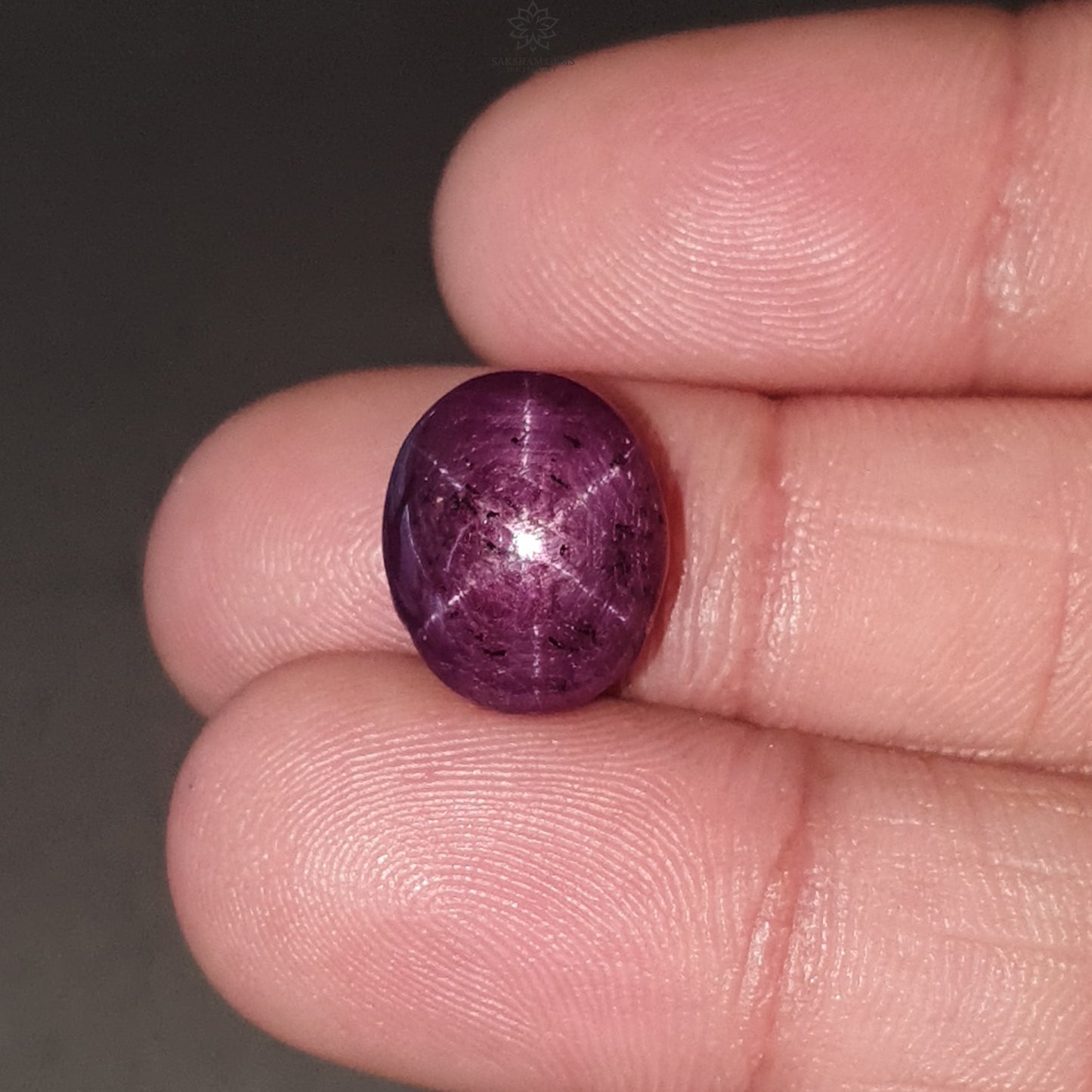 Star Ruby Gemstone Cabochon: Natural Untreated Unheated Red 6Ray Star Ruby Oval Shape 13*11mm 1pc for Jewelry July Birthstone