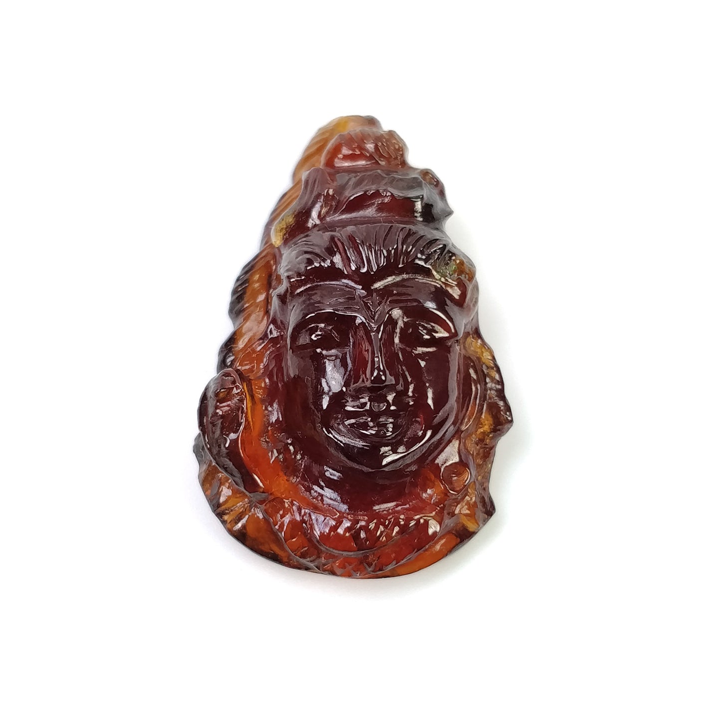 Cinnamon HESSONITE Garnet Gemstone Carving : 30.90cts Natural Untreated Hessonite Hand Carved LORD SHIVA 28*18mm (With Video)