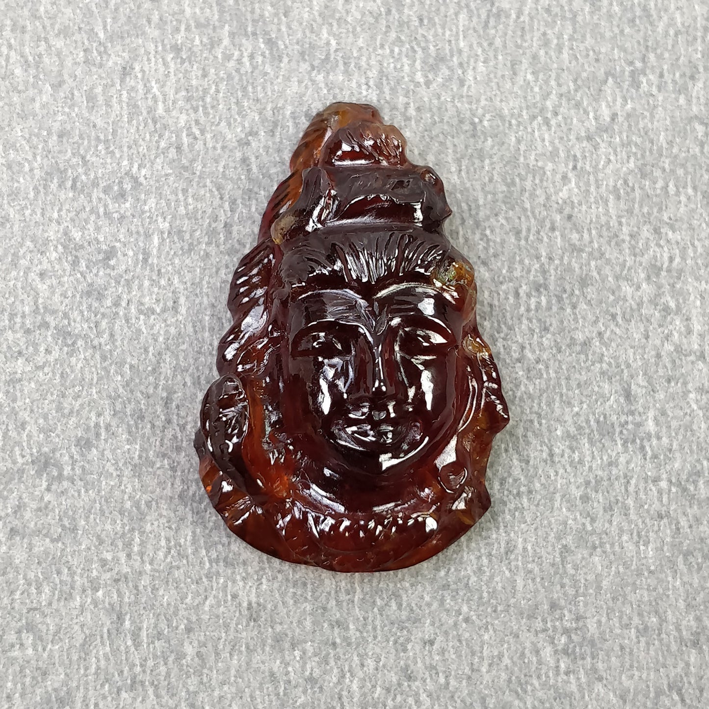 Cinnamon HESSONITE Garnet Gemstone Carving : 30.90cts Natural Untreated Hessonite Hand Carved LORD SHIVA 28*18mm (With Video)