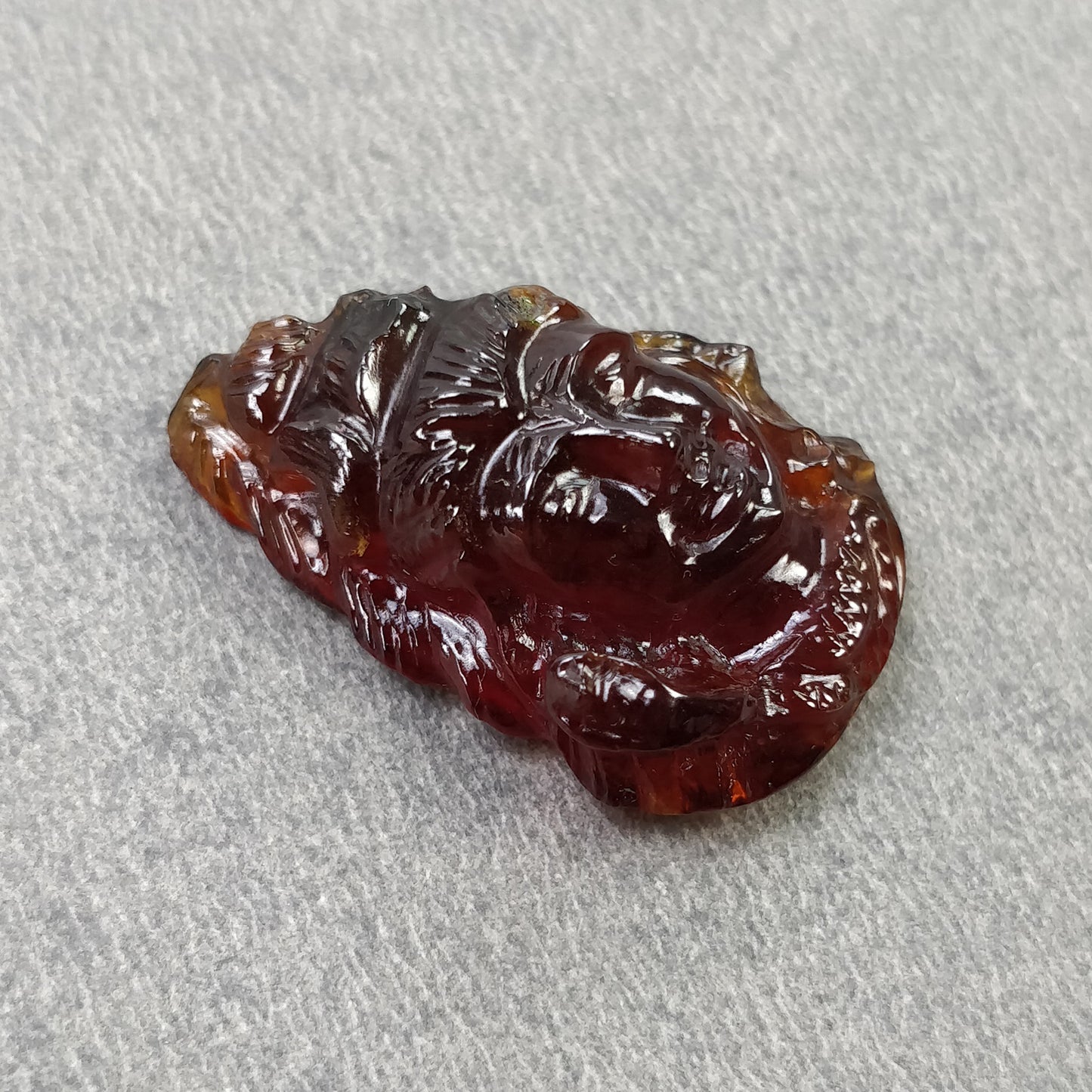 Cinnamon HESSONITE Garnet Gemstone Carving : 30.90cts Natural Untreated Hessonite Hand Carved LORD SHIVA 28*18mm (With Video)