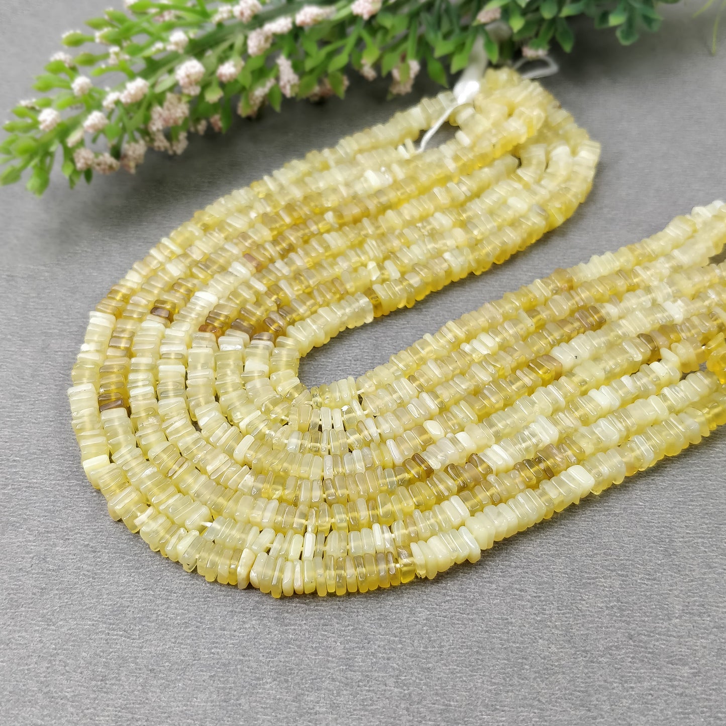 OPAL Gemstone Loose BEADS : Natural Untreated Yellow Opal Gemstone Loose Square Heishe Statement Beads 17"