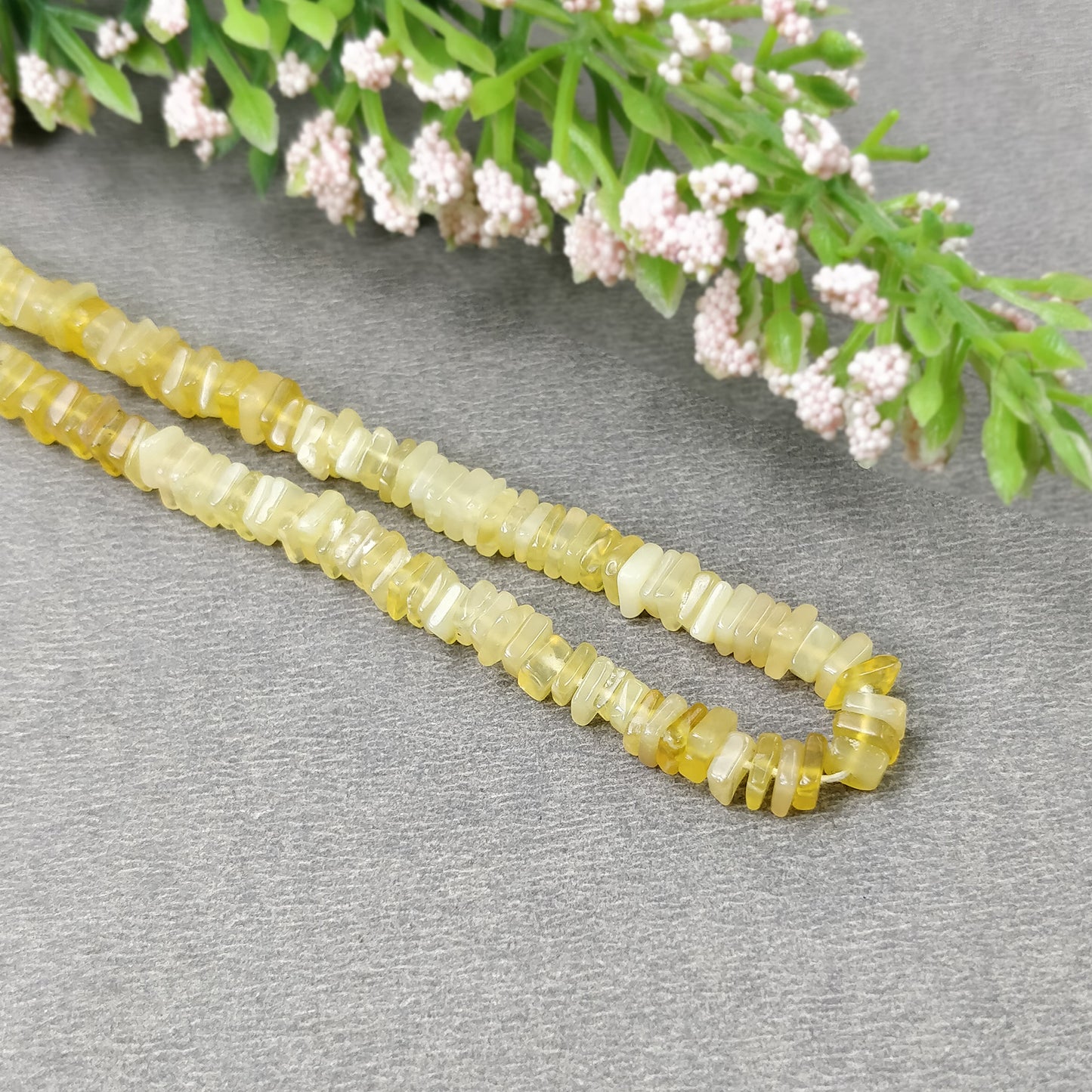 OPAL Gemstone Loose BEADS : Natural Untreated Yellow Opal Gemstone Loose Square Heishe Statement Beads 17"