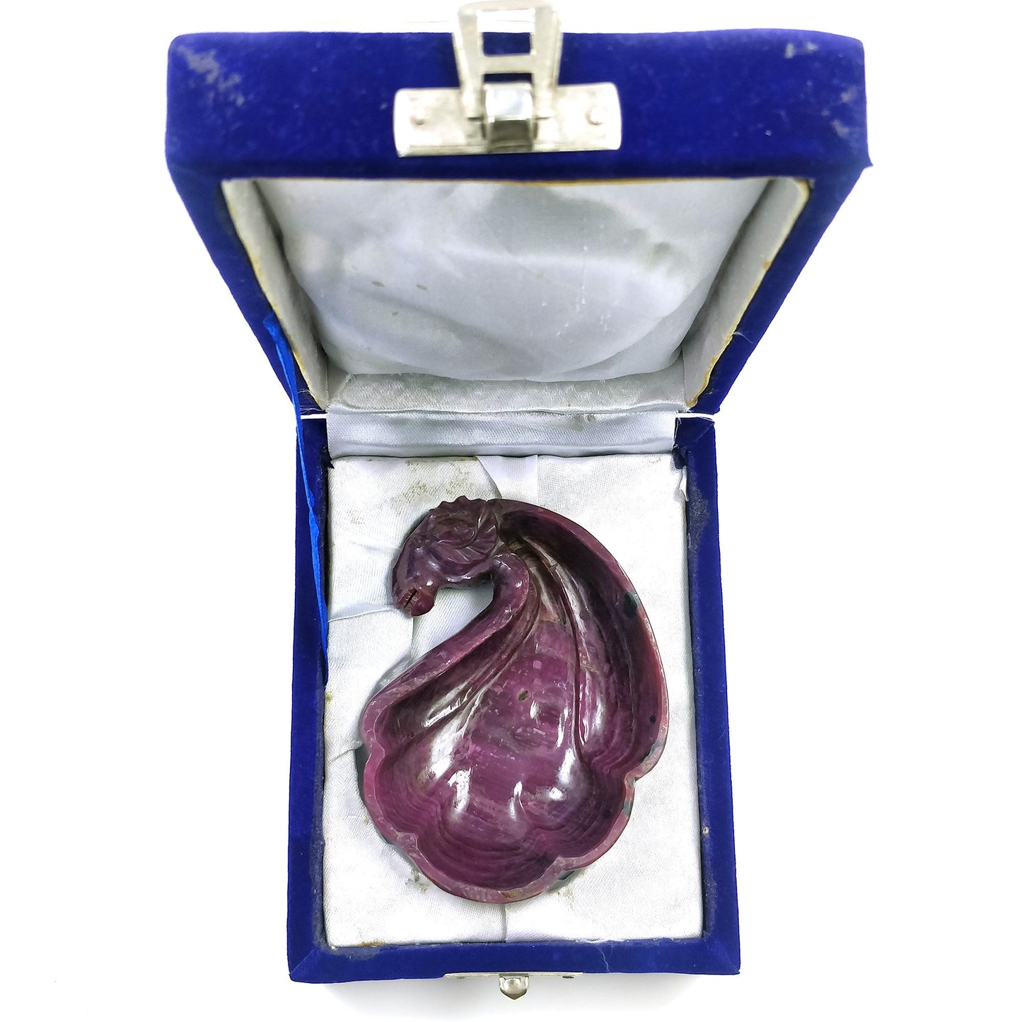 Red RUBY Gemstone Sculpture : 164.00gms Natural Untreated Ruby Hand Carved Dragon Ram Head With Flower BOWL Sculpture Figurine 91*64mm*31(h)