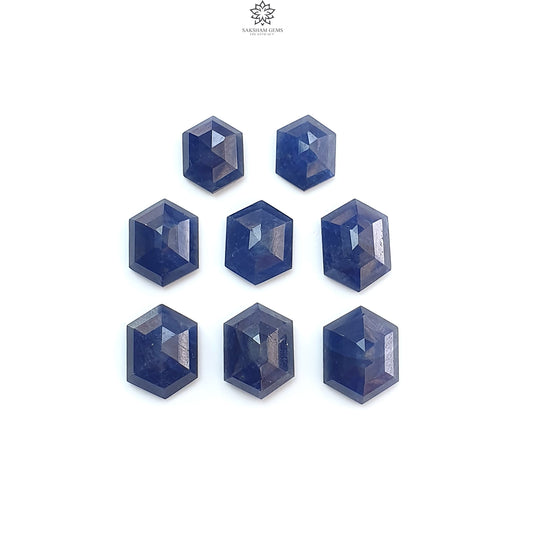 Blue Sapphire Gemstone Step Cut: 37.60cts Natural Untreated Sapphire Hexagon Shape Faceted 10.5*8mm - 13*10mm 8pcs Lot September Birthstone