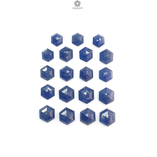 Blue Sapphire Gemstone Step Cut: 37.30cts Natural Untreated Sapphire Hexagon Shape Faceted 7*6mm - 9*8mm 19pcs Lot September Birthstone