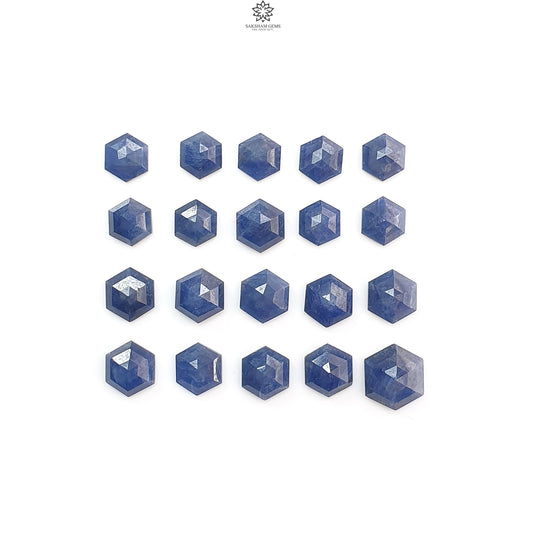 Blue Sapphire Gemstone Step Cut: 44.20cts Natural Untreated Sapphire Hexagon Shape Faceted 8*7mm - 11*10mm 20pcs Lot September Birthstone