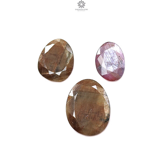 Golden Brown & Pink Sapphire Cut