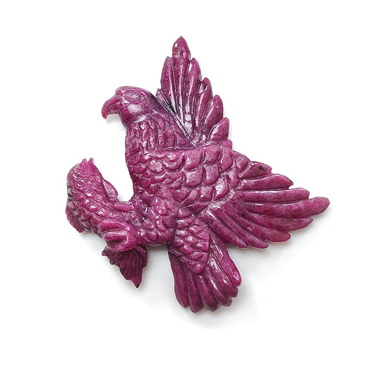 Ruby Gemstone Sculpture Figurine: 92.00cts Natural Untreated Ruby Bird Carving 41*35mm July Birthstone