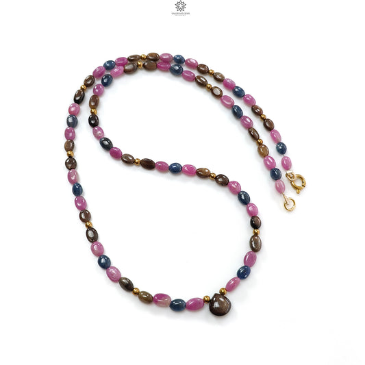 Multi Sapphire Beads Necklace