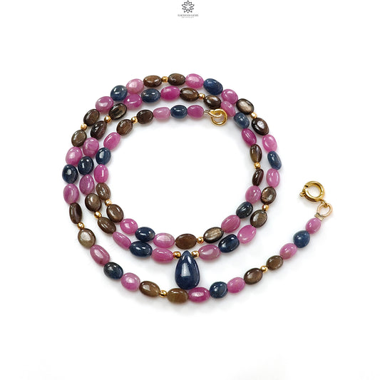 Multi Sapphire Beads Necklace