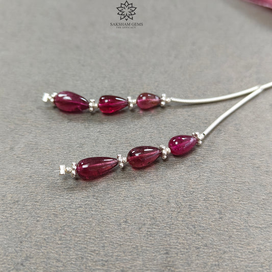 Rubellite Tourmaline Gemstone Loose Beads : 10.00cts Natural Untreated Tourmaline Plain Teardrops Nuggets 7.5mm - 10mm