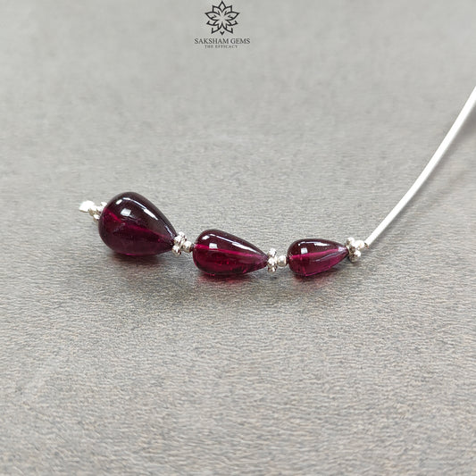 Rubellite Tourmaline Gemstone Loose Beads : 12.70cts Natural Untreated Tourmaline Plain Teardrops Nuggets 8.5mm - 12mm