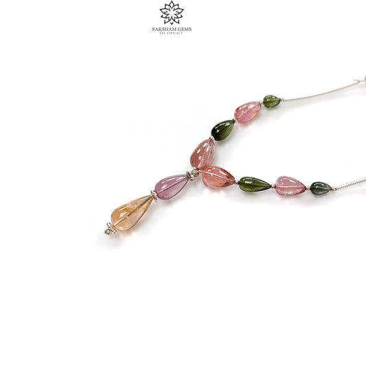 Watermelon Tourmaline Gemstone Loose Beads : 21.15cts Natural Multi Color Tourmaline Plain Teardrops Nuggets 5mm - 12mm