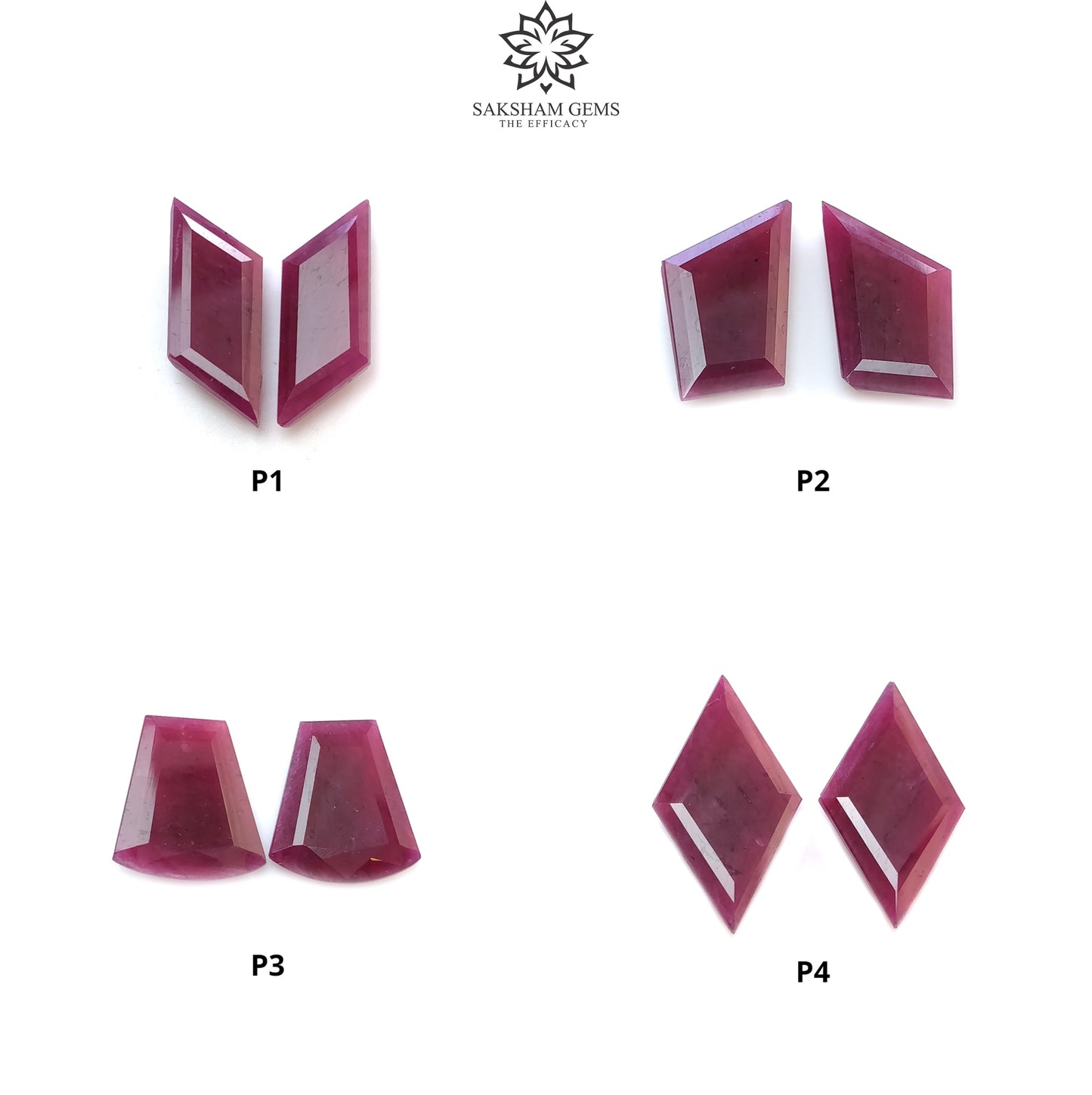 Ruby Gemstone Rose Normal Cut : Natural Untreated Unheated Red Ruby Marquise & Uneven Shape Pair
