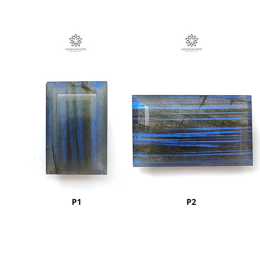 Rainbow Flashing Labradorite Gemstone Fancy Cut: Natural Untreated Blue Labradorite Baguette Shape 1pc For Jewelry