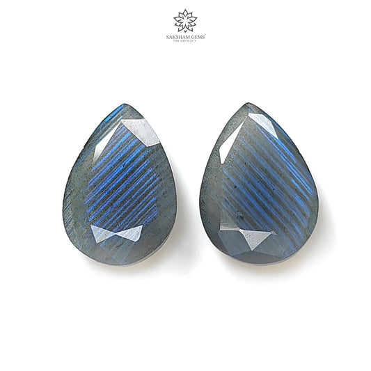 Labradorite Cabochon Fancy Cut: 13.00cts Natural Untreated Unheated Blue Labradorite Pear Shape 18*12mm Pair For Jewelry