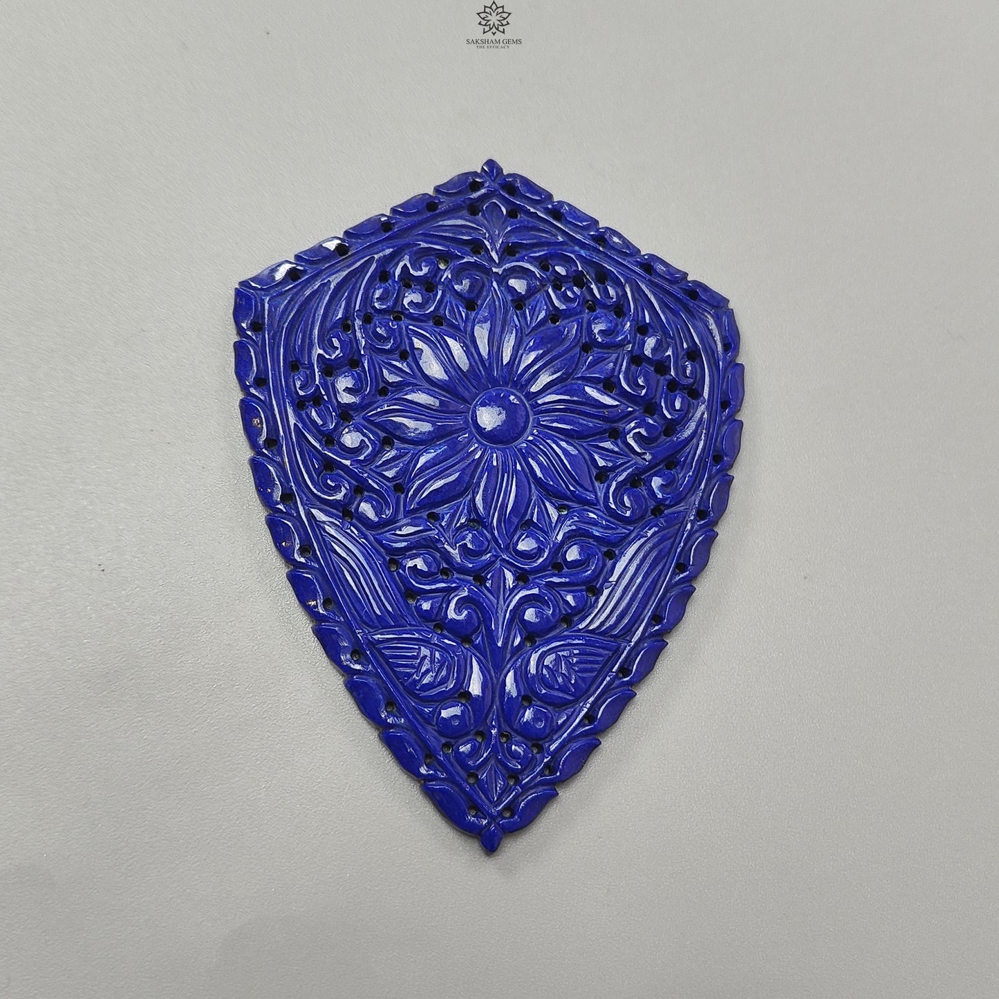 141.00cts Untreated Lapis Lazuli Hand Carved Fancy Shape 80*58mm