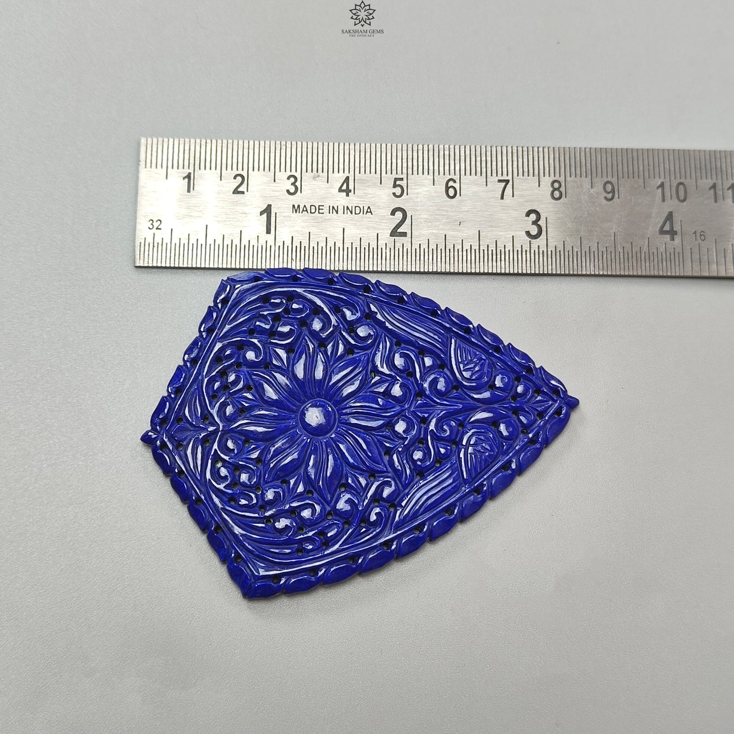 141.00cts Untreated Lapis Lazuli Hand Carved Fancy Shape 80*58mm