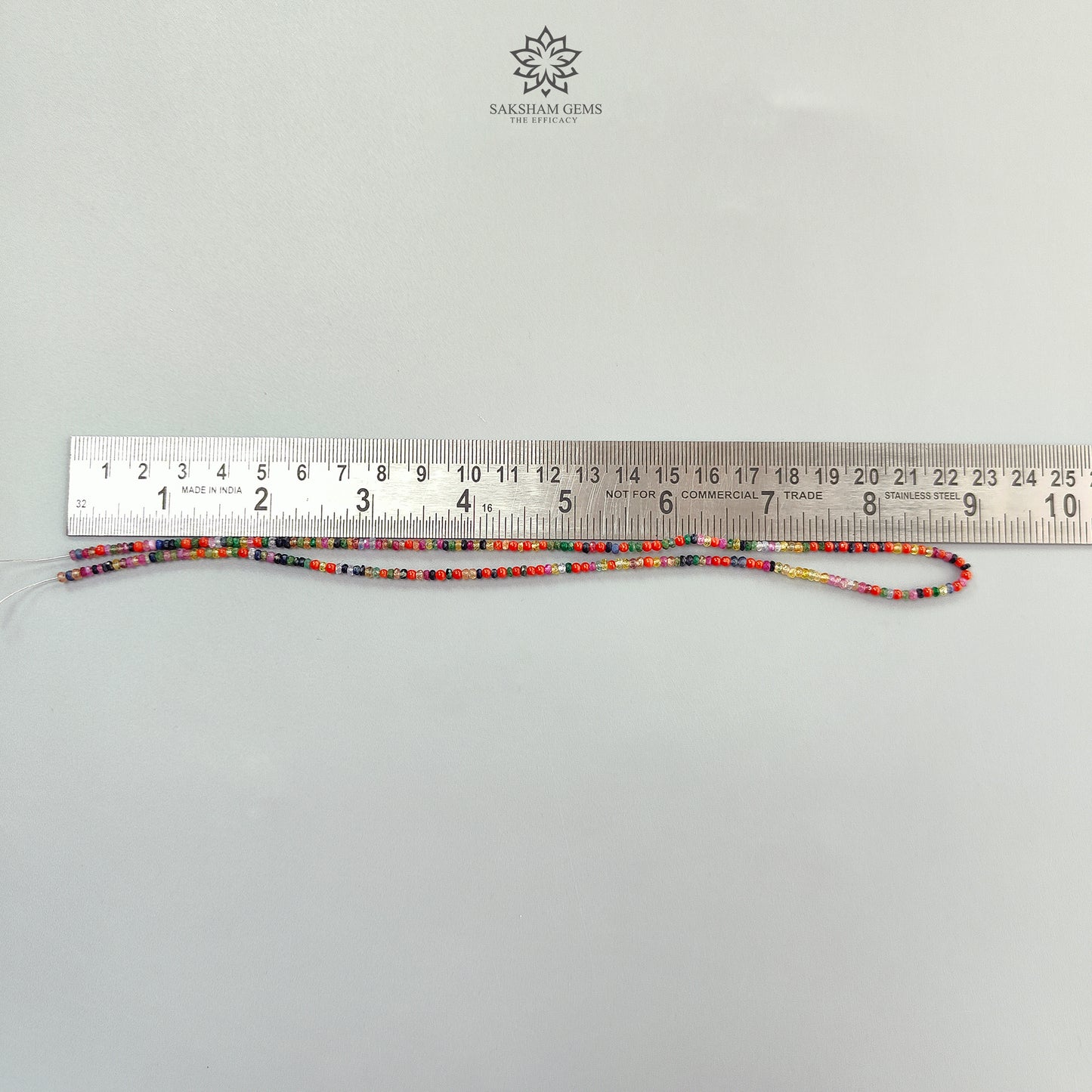 Natural Precious Gemstone NAVRATNA Multi Sapphire Round Pearl Coral Hessonite Emerald Ruby 30.20cts, 2.5mm - 3mm 17.5" Faceted Loose Beads