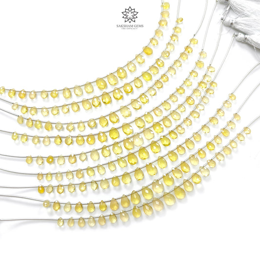 Yellow Opal Faceted Loose Beads: 18.00cts Natural Untreated Opal Gemstone Pear Shape Fancy Cut Beads For Jewelry 6*4mm - 10*8mm 1 Strand