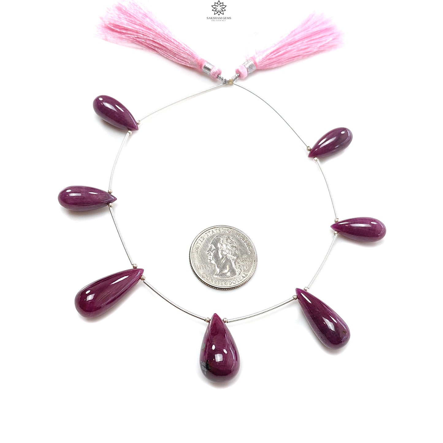 Ruby Teardrops Smooth Loose Beads: 152.80cts Natural Untreated Red Ruby Gemstone 925 Silver 20mm - 25mm Plain Beads for Jewelry